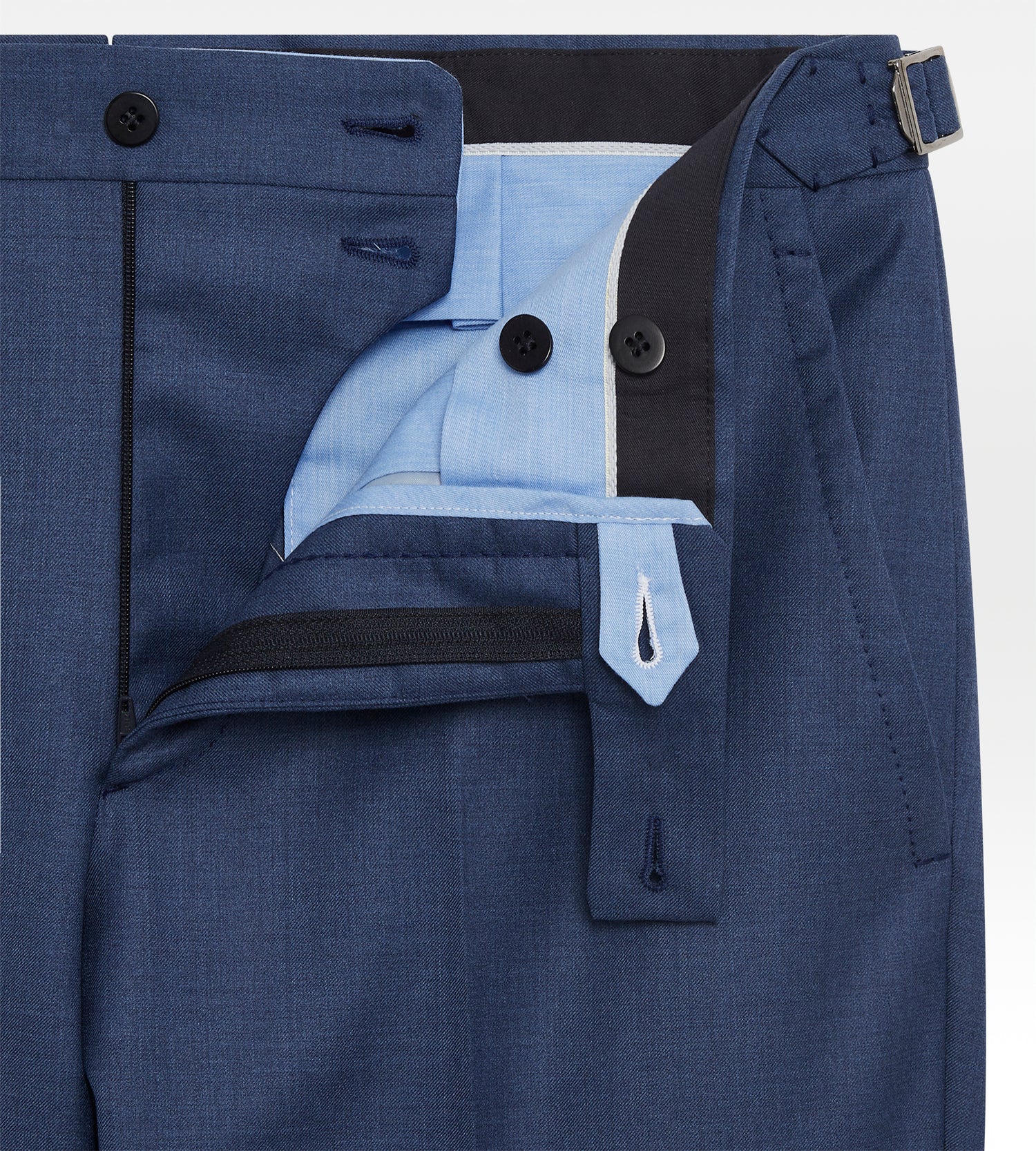 Costume droit bleu en laine