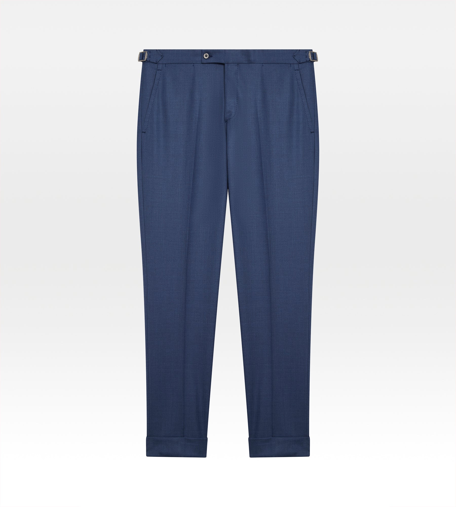 Costume droit bleu en laine