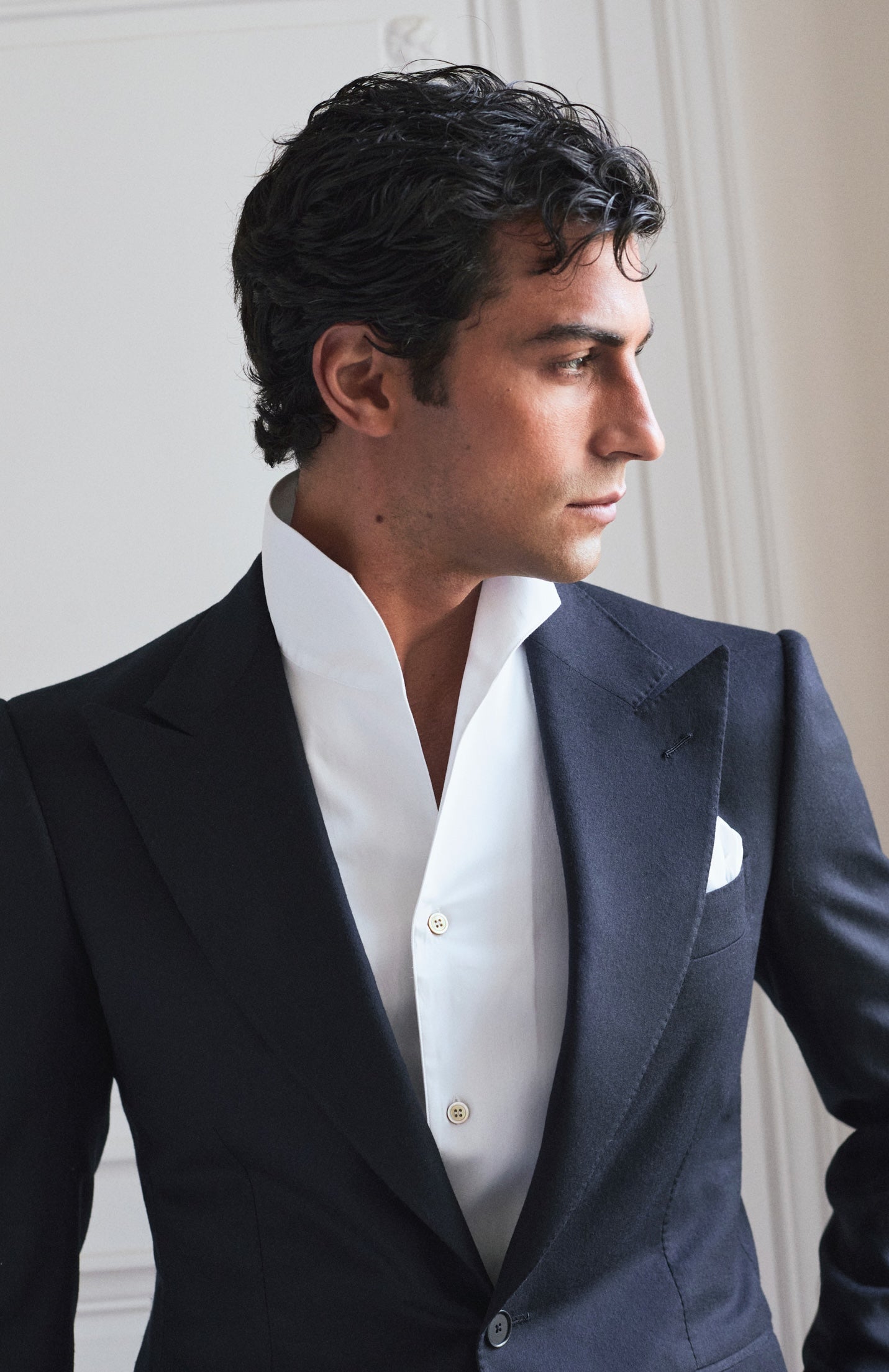 Veste bleu marine en flanelle de laine