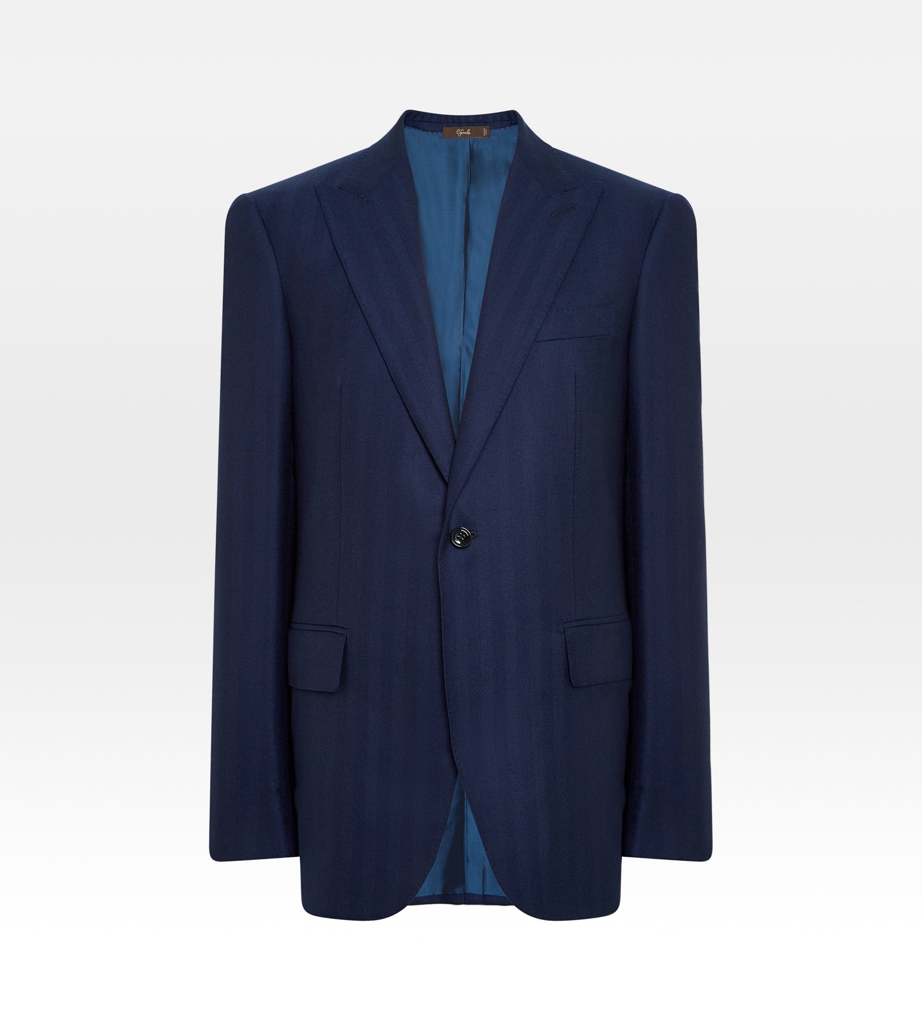 Costume bleu marine en laine & cachemire à motif chevrons