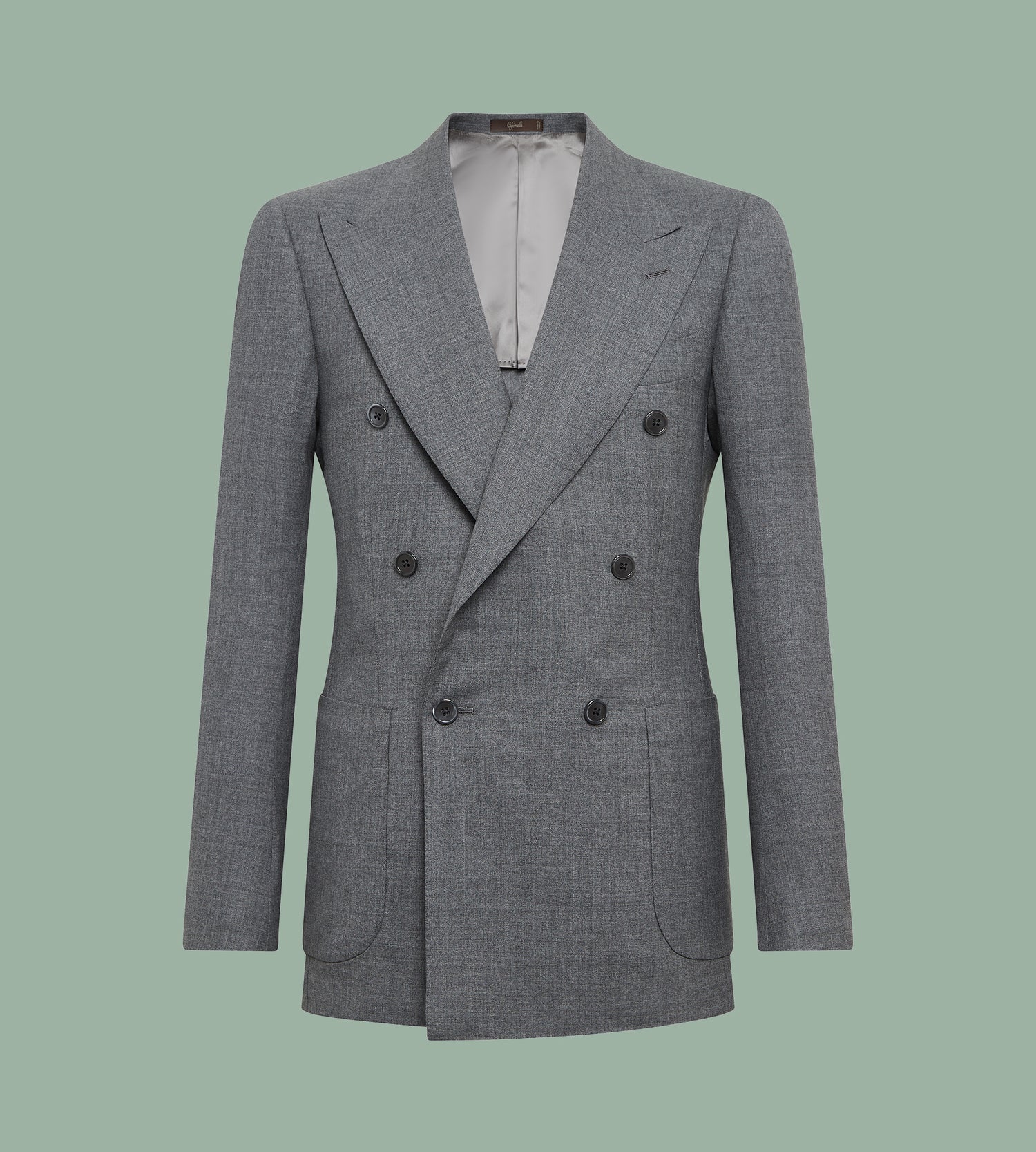 Costume croisé bas gris en laine