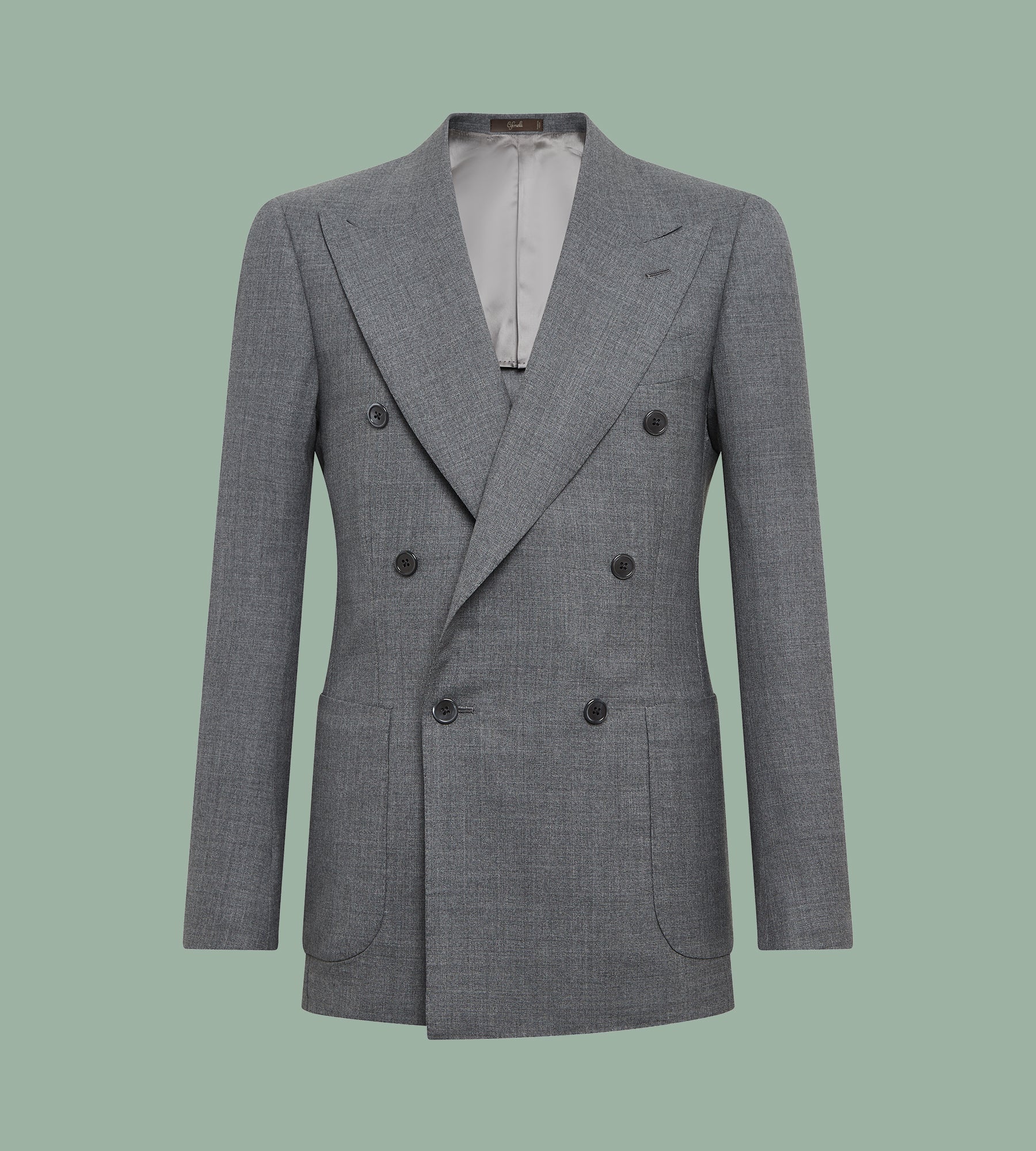 Costume croisé bas gris en laine