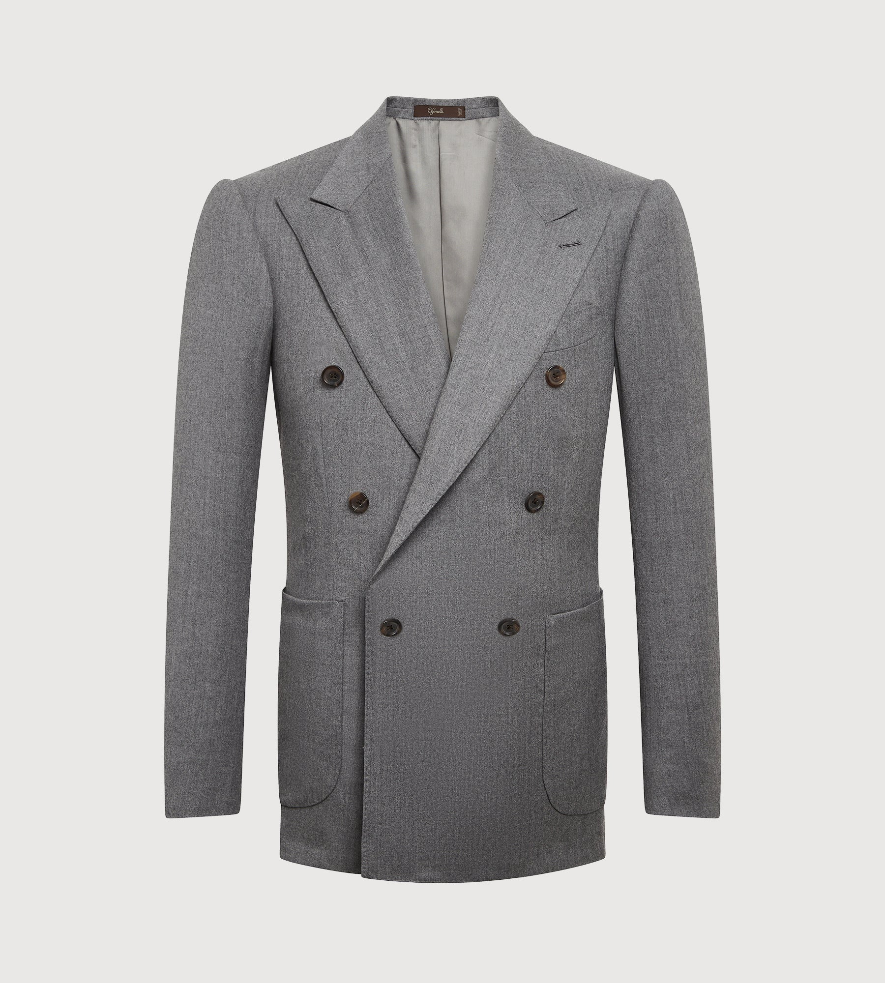 Costume croisé bas 6x1 gris clair en flanelle