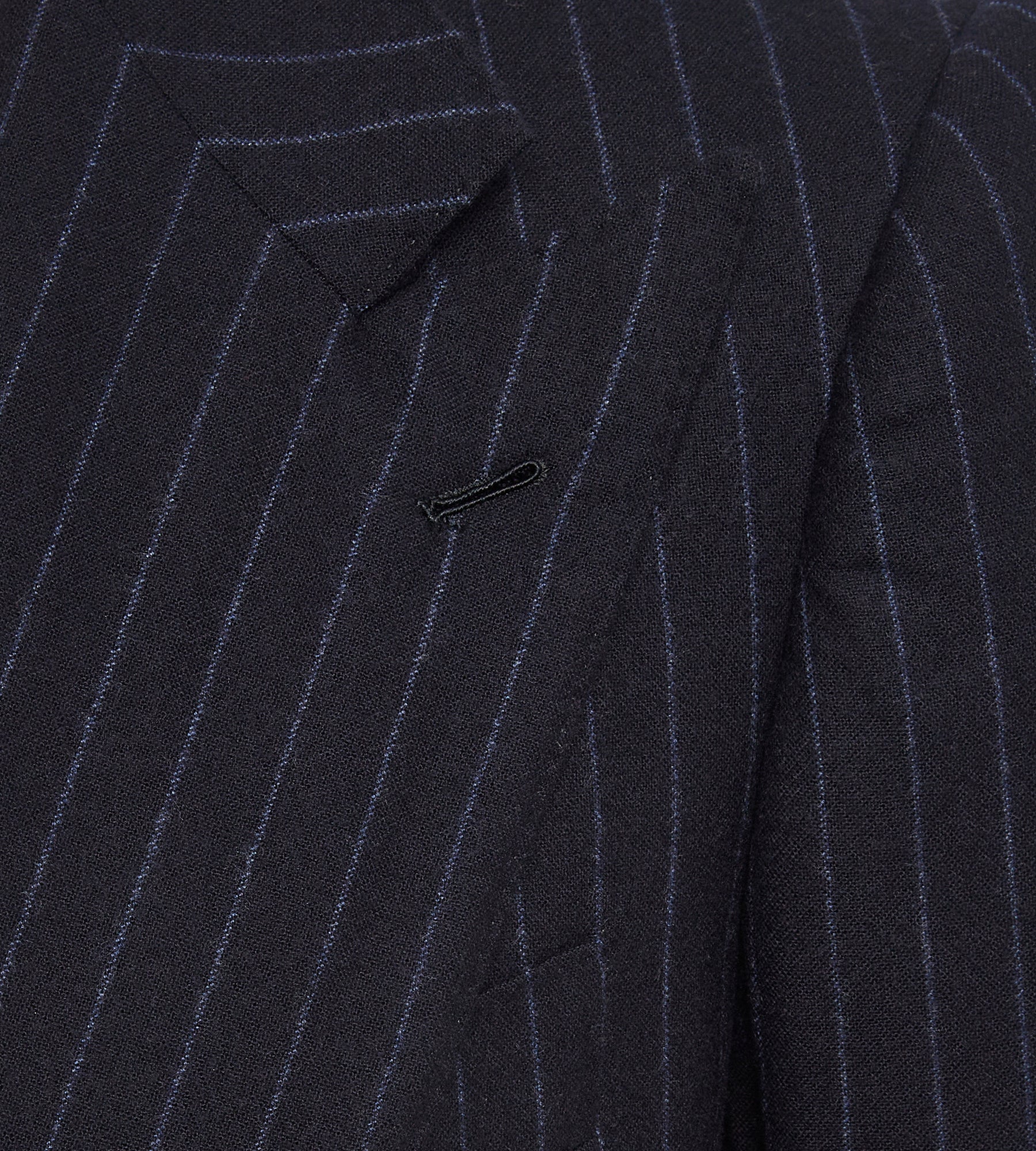 Costume croisé bas 6x1 bleu marine à rayures en flanelle