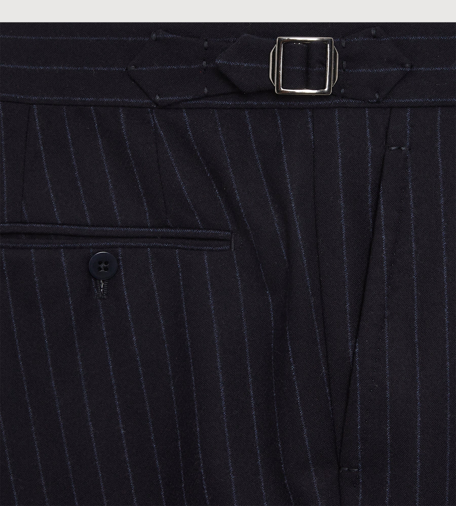 Costume croisé bas 6x1 bleu marine à rayures en flanelle