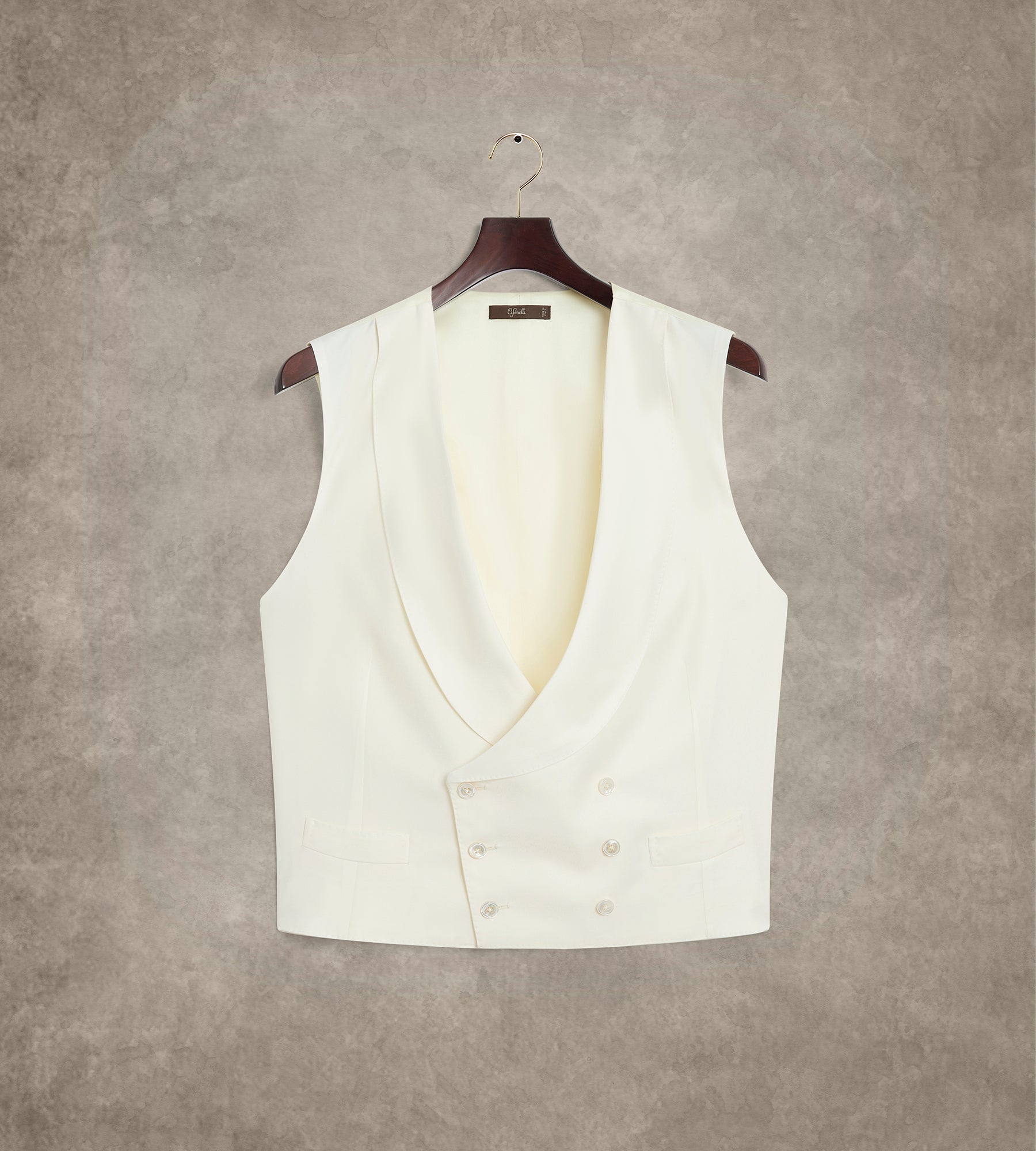 Gilet croisé ivoire en laine & soie