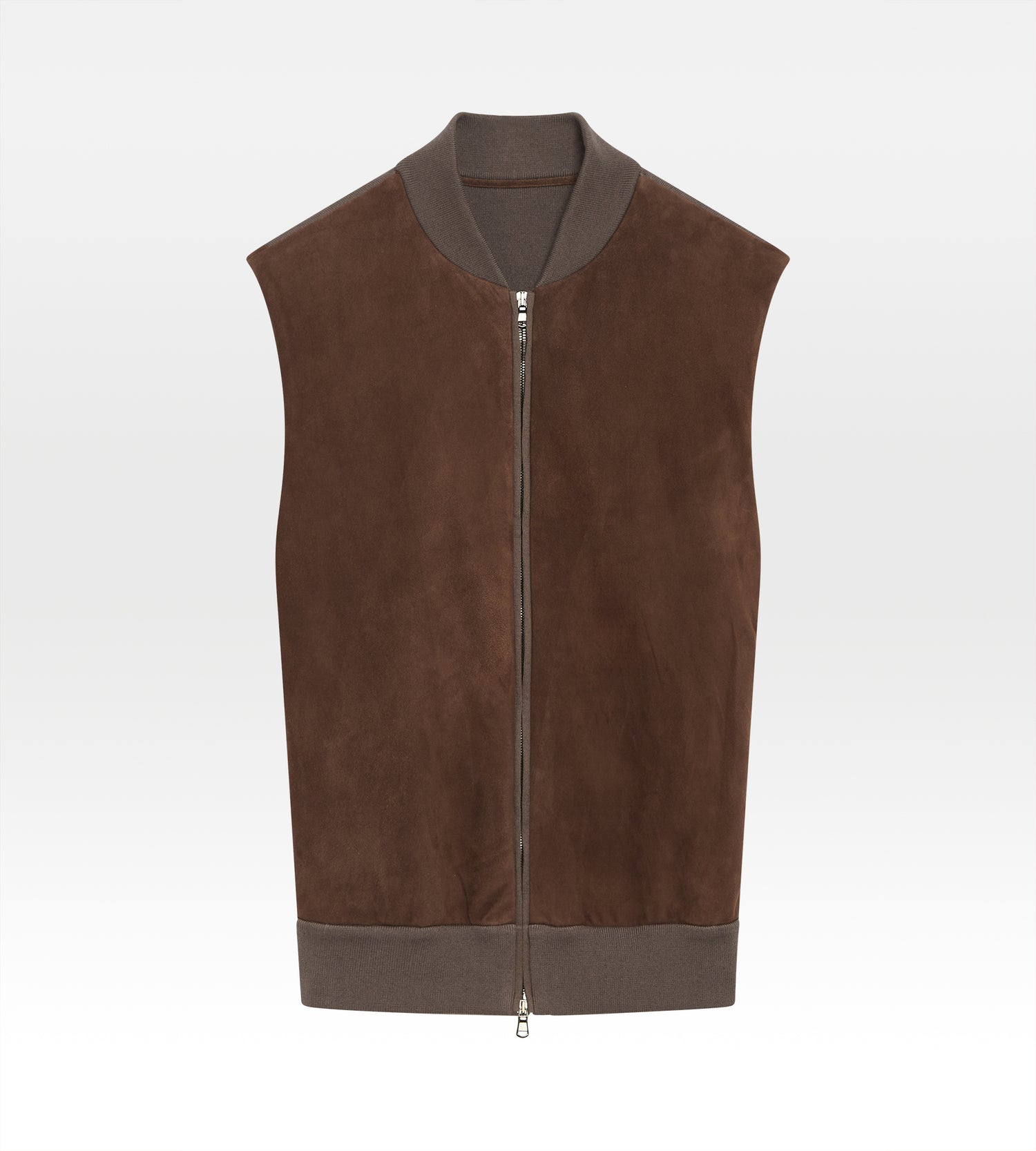 Veste sans manche en daim marron