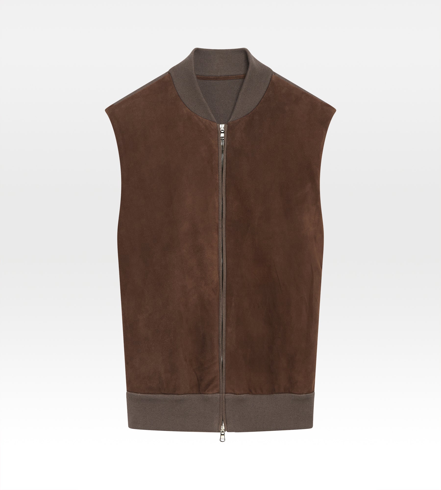 Veste sans manche en daim marron