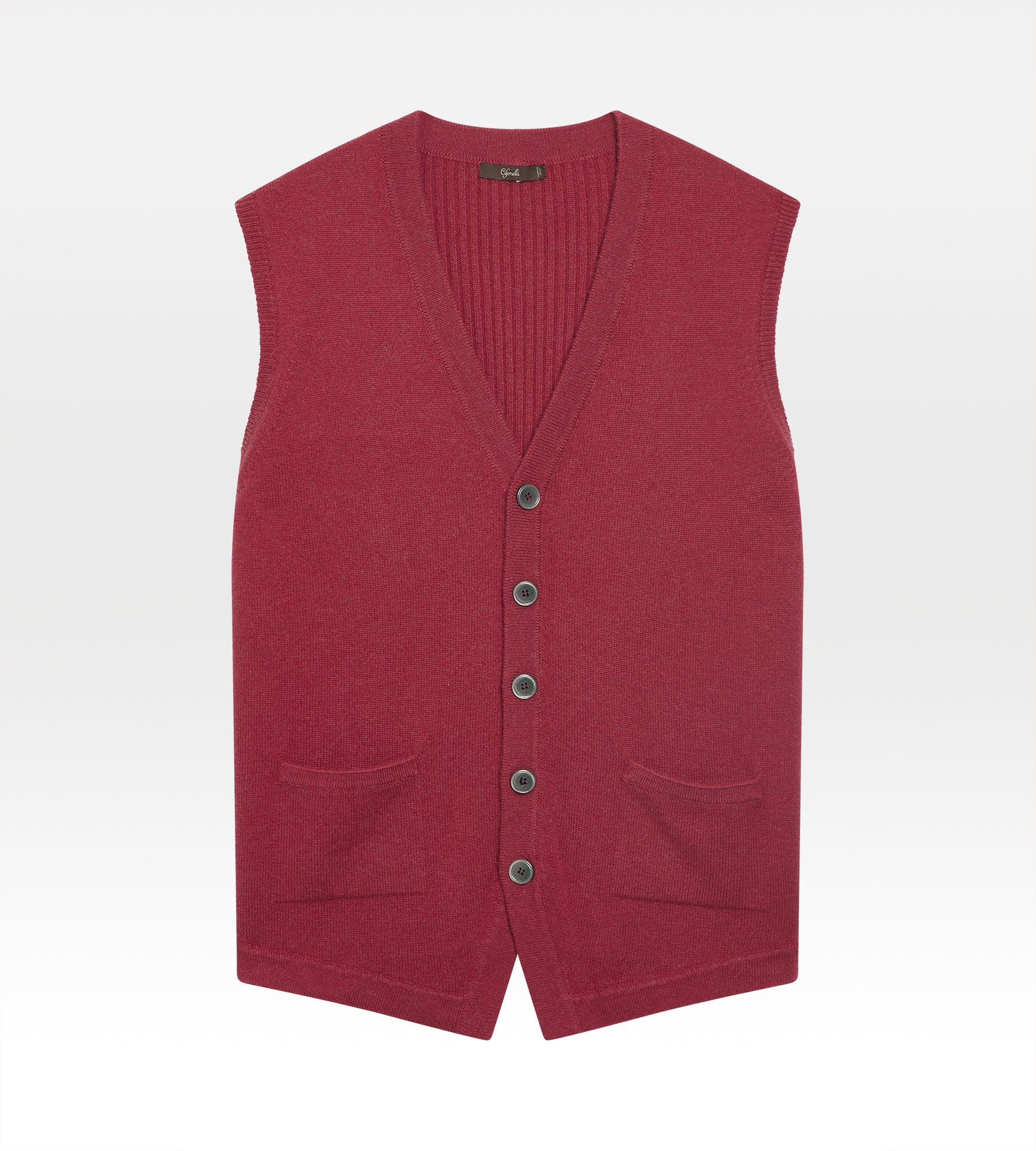 Gilet sans manche en cachemire framboise