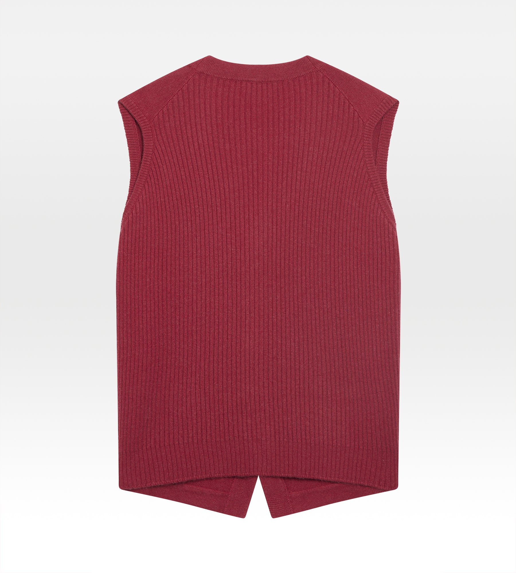 Gilet sans manche en cachemire framboise