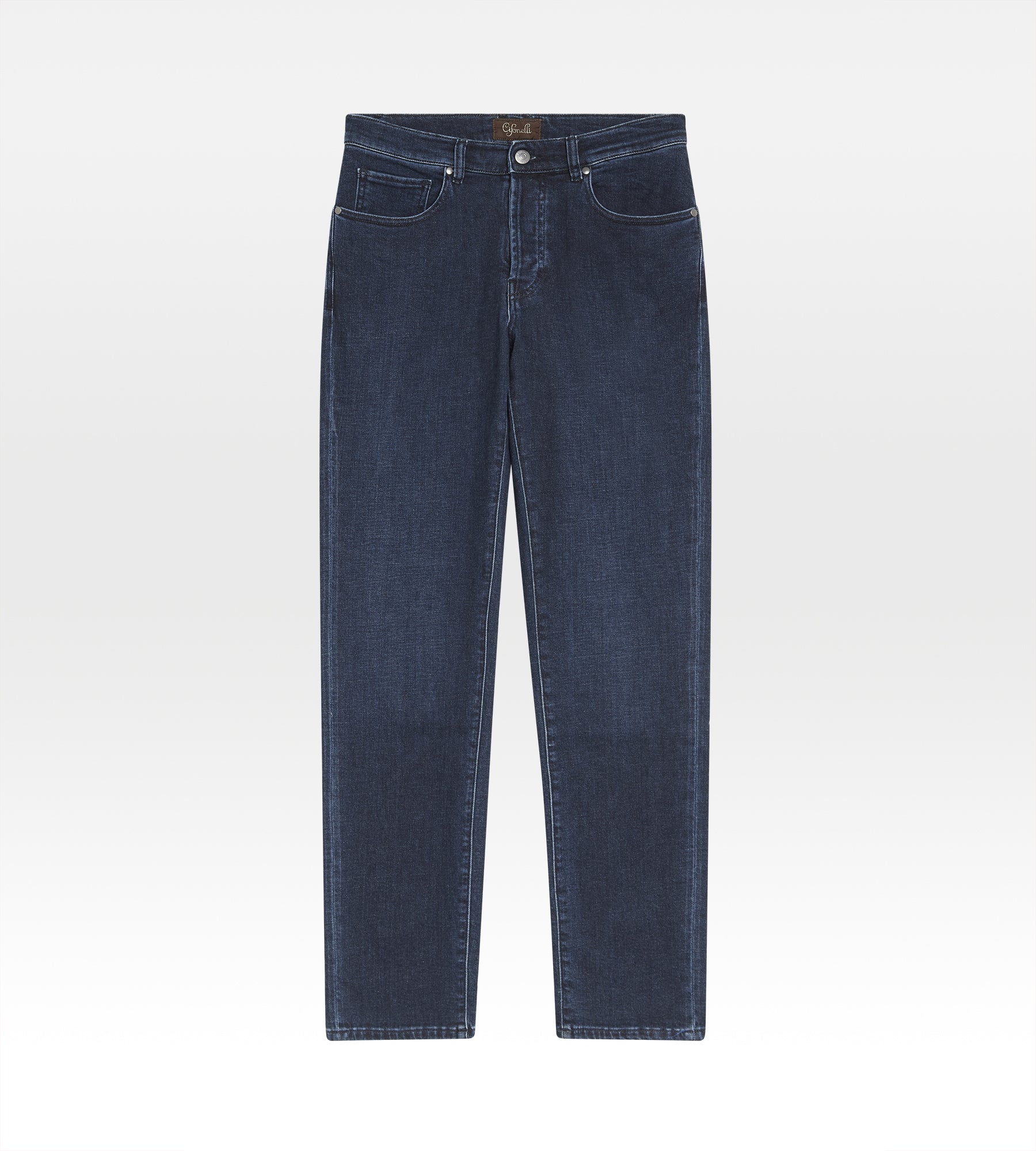 Jean en coton & cachemire bleu marine