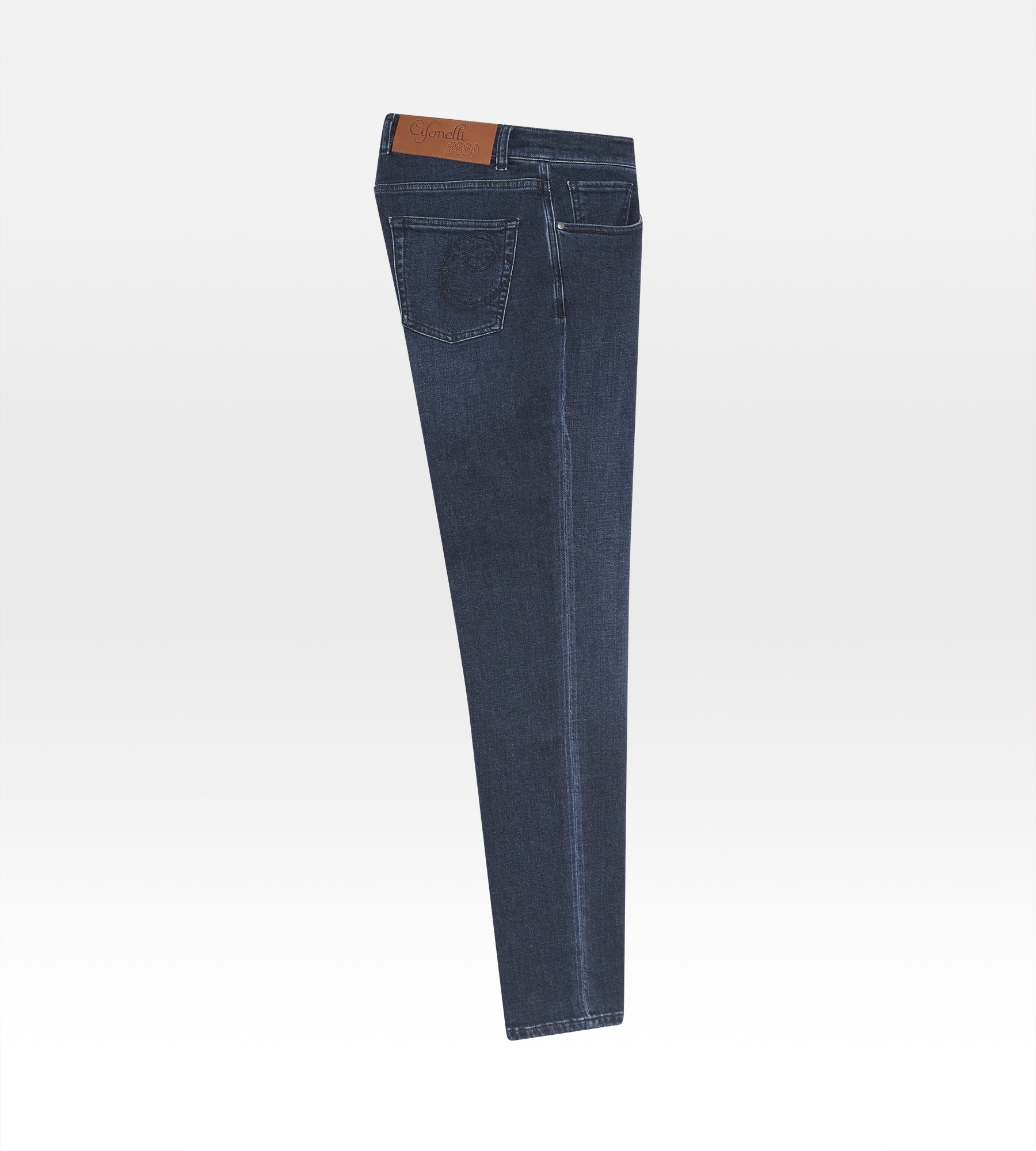 Jean en coton & cachemire bleu marine