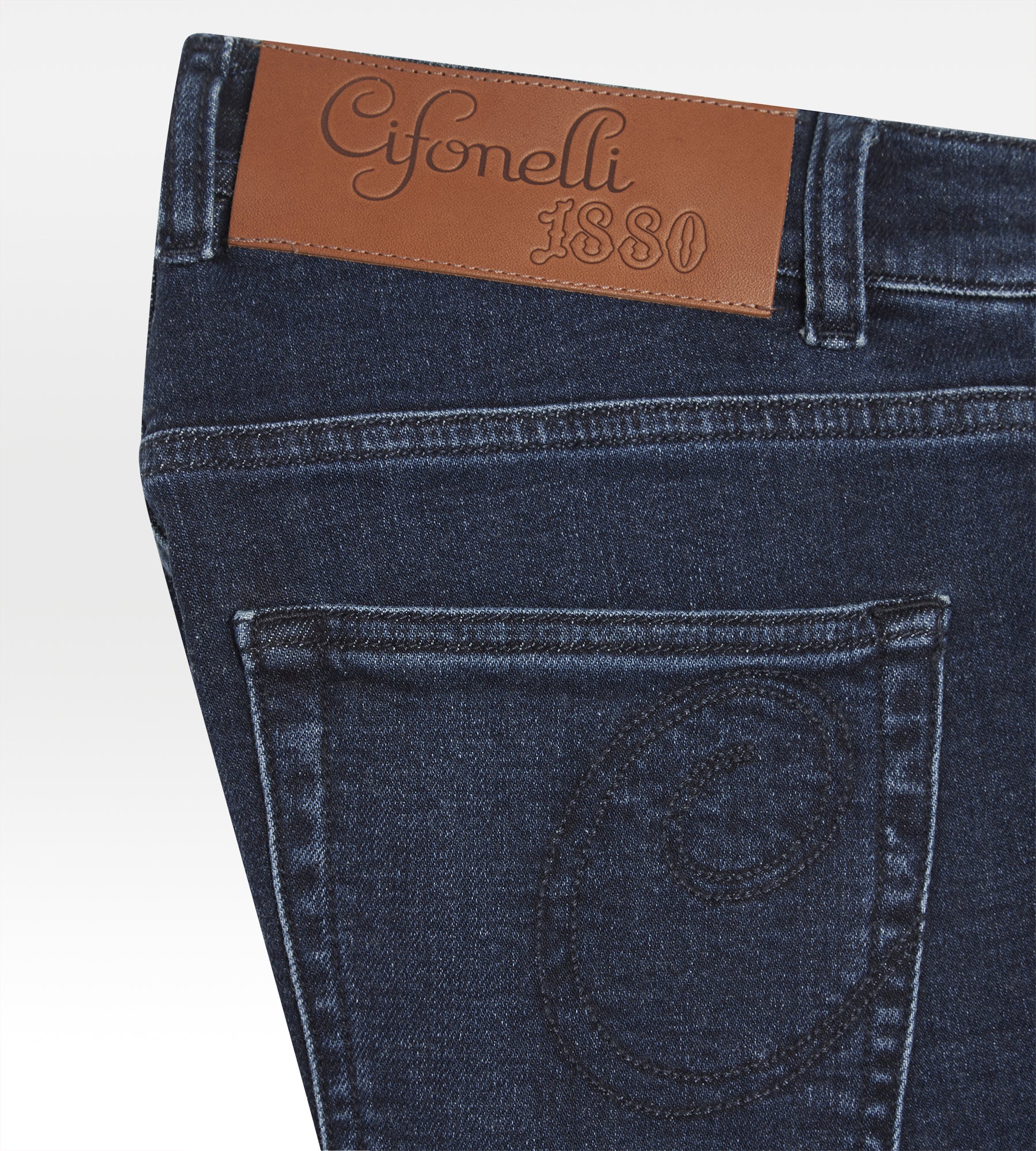 Jean en coton & cachemire bleu marine