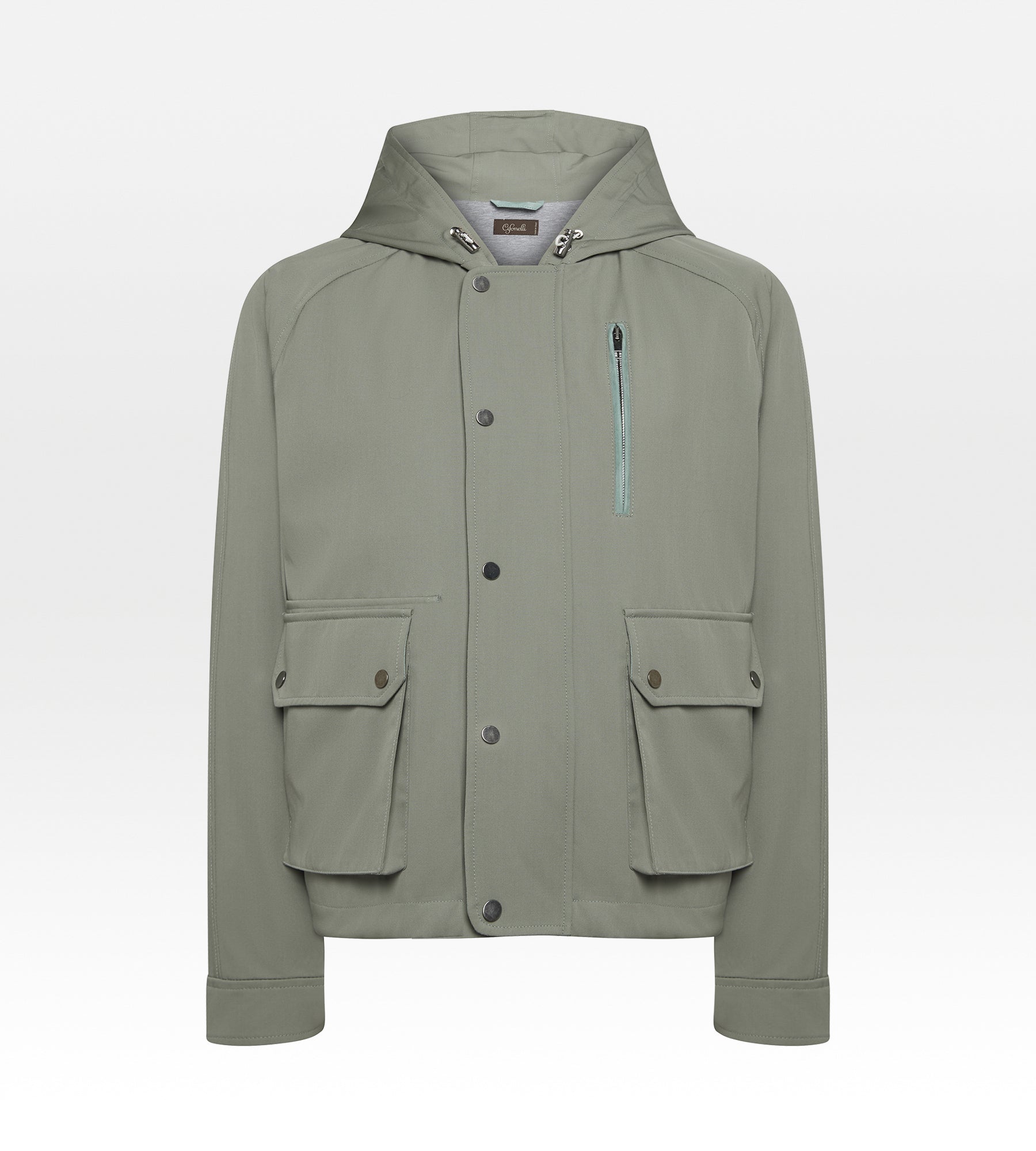 Blouson vert à capuche