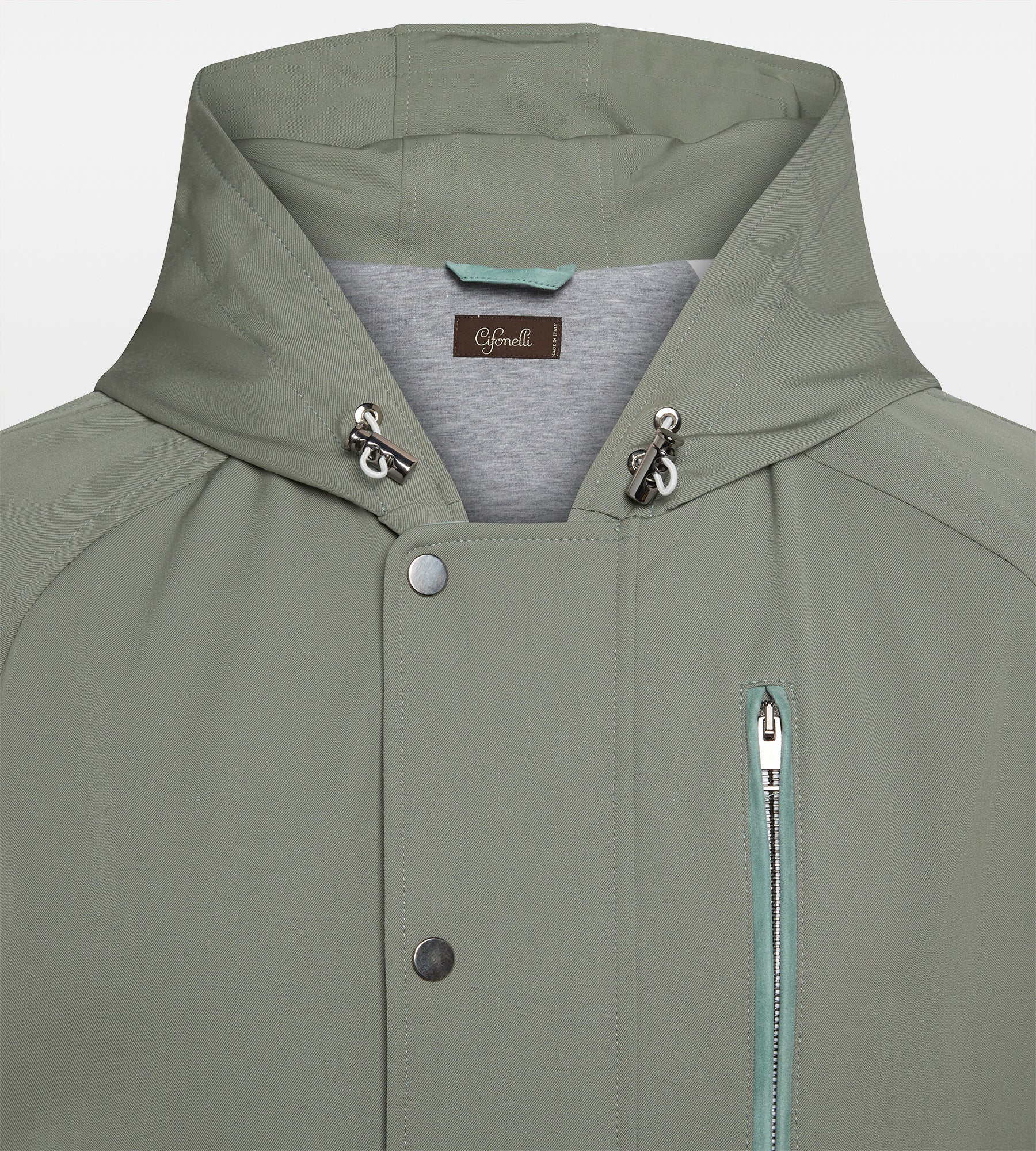 Blouson vert à capuche