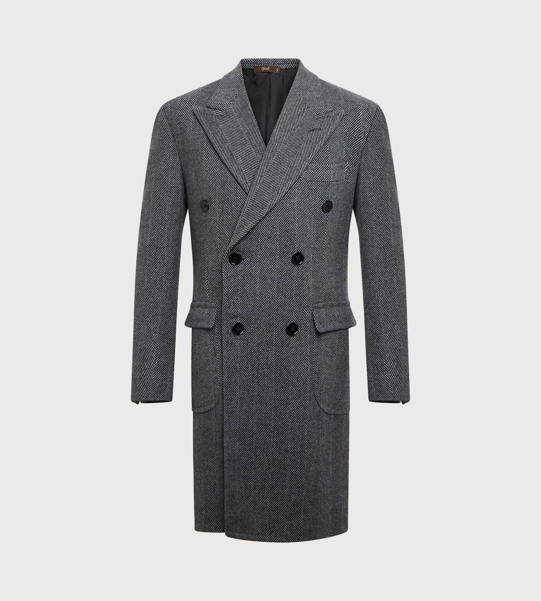 Manteaux croisé en laine gris à motif chevrons