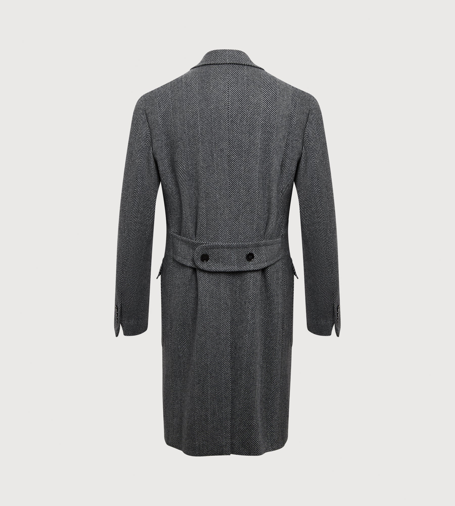 Manteaux croisé en laine gris à motif chevrons