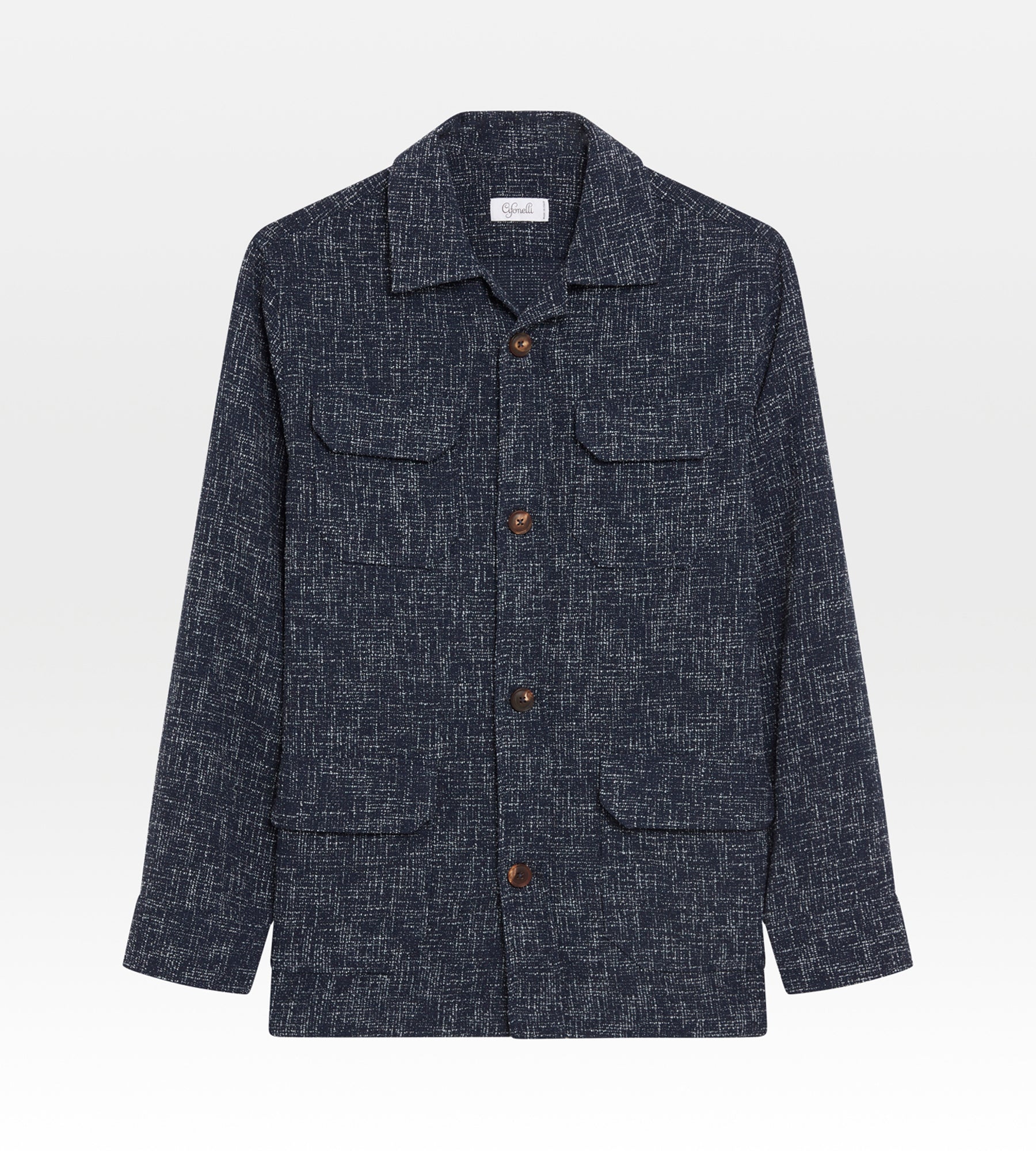 Sur-chemise en laine & coton bleu
