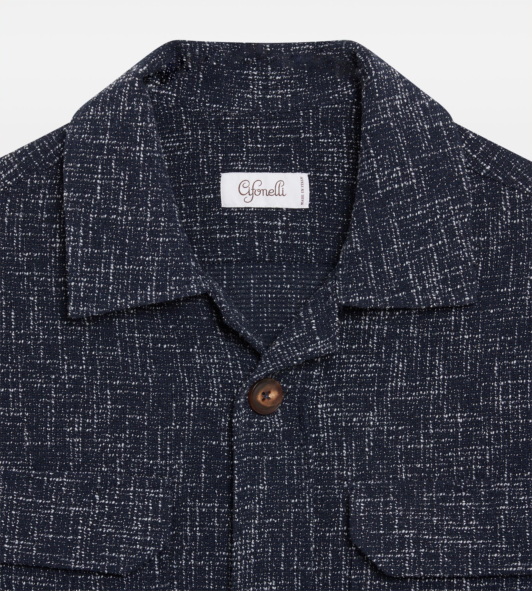 Sur-chemise en laine & coton bleu