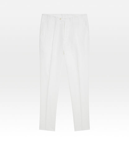 Pantalon sartorial en lin blanc