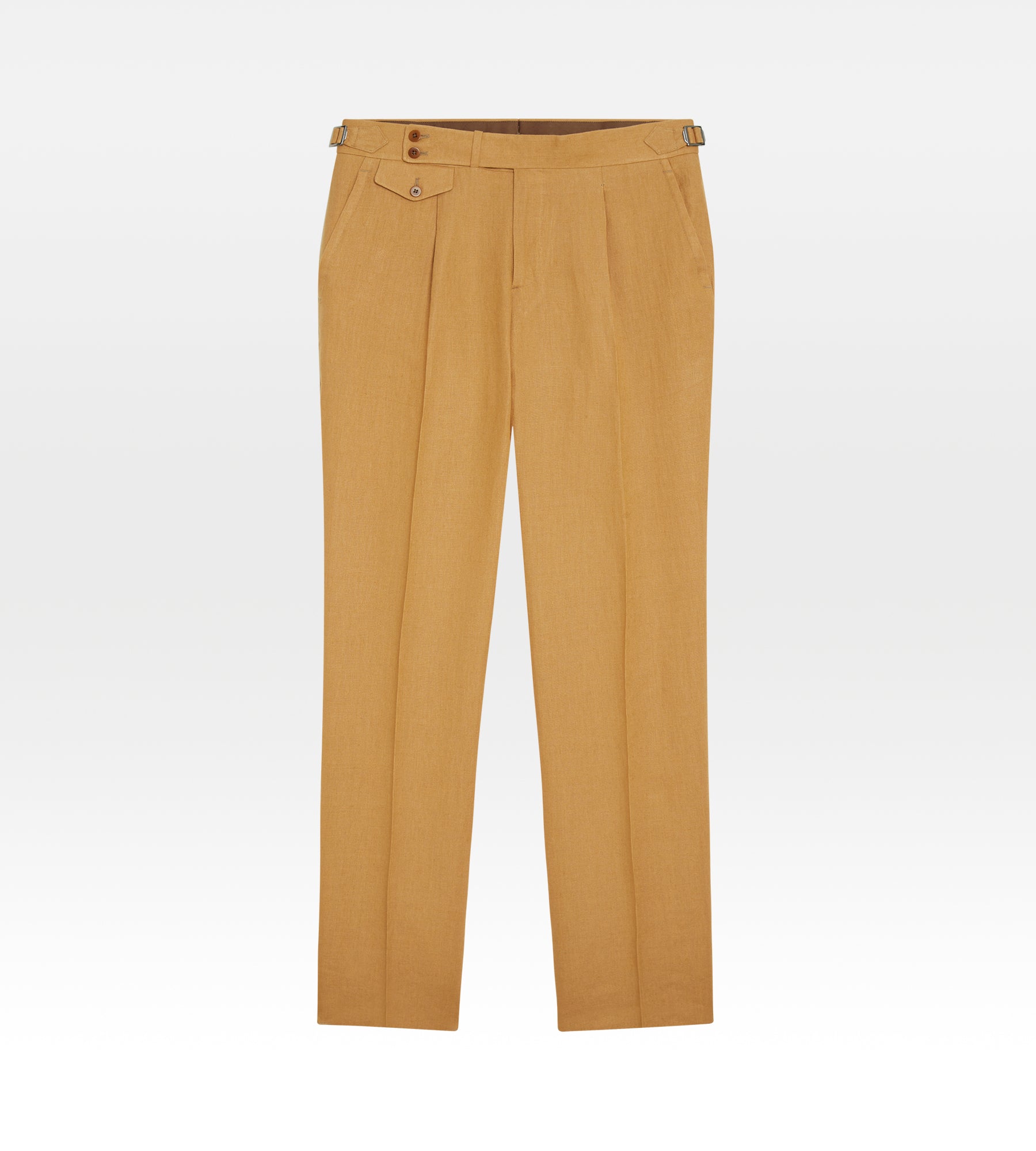 Pantalon 1 pli en lin camel