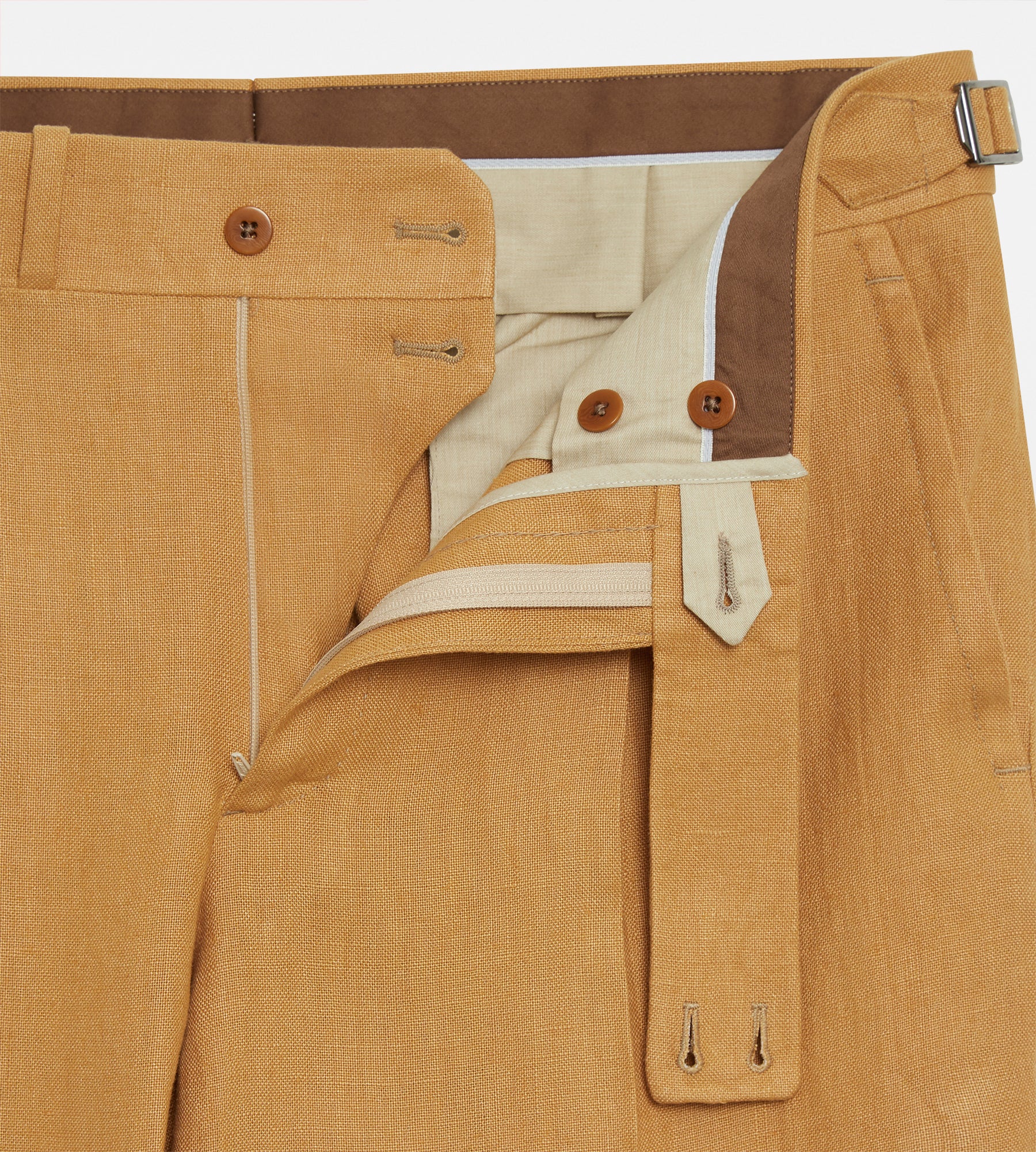 Pantalon 1 pli en lin camel