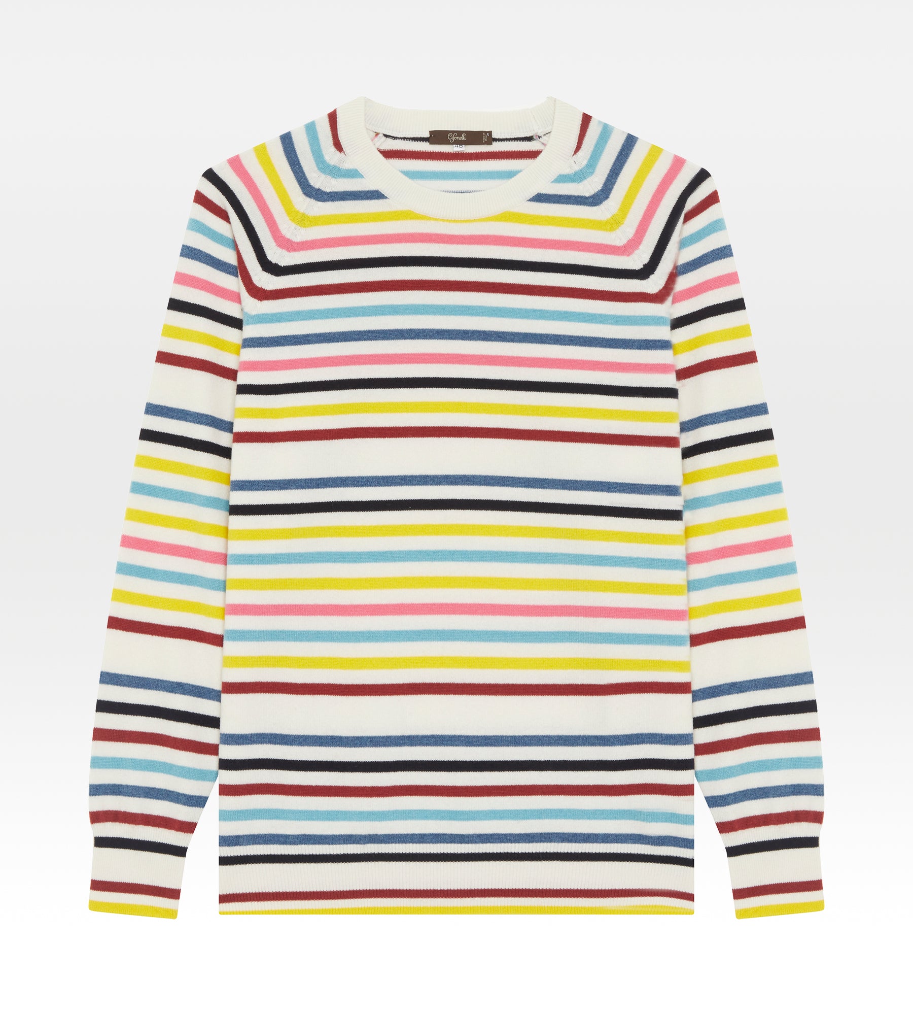 Pull en cachemire à rayures multicolores