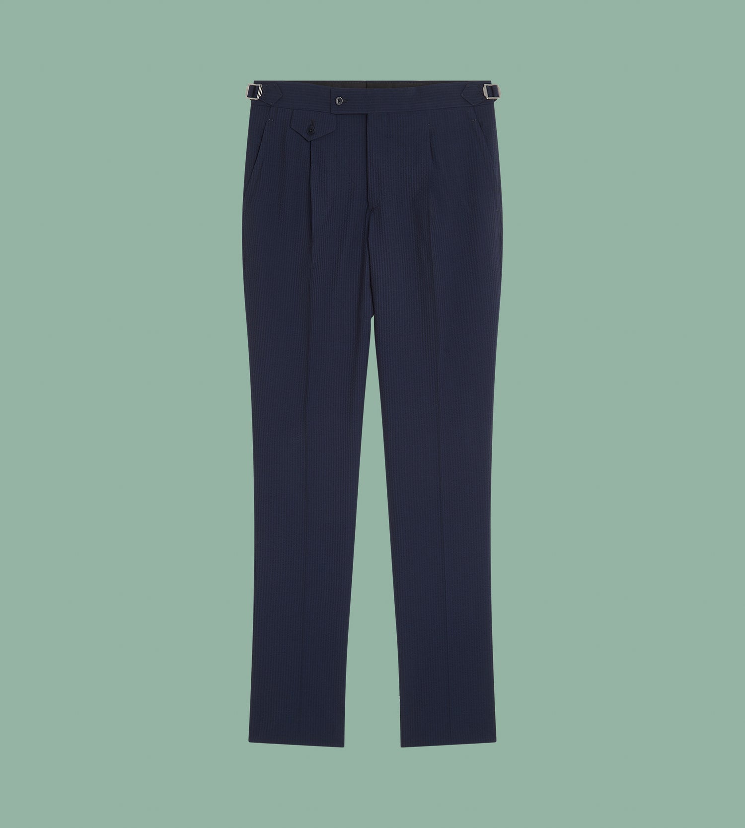 Pantalon bleu marine en seersucker