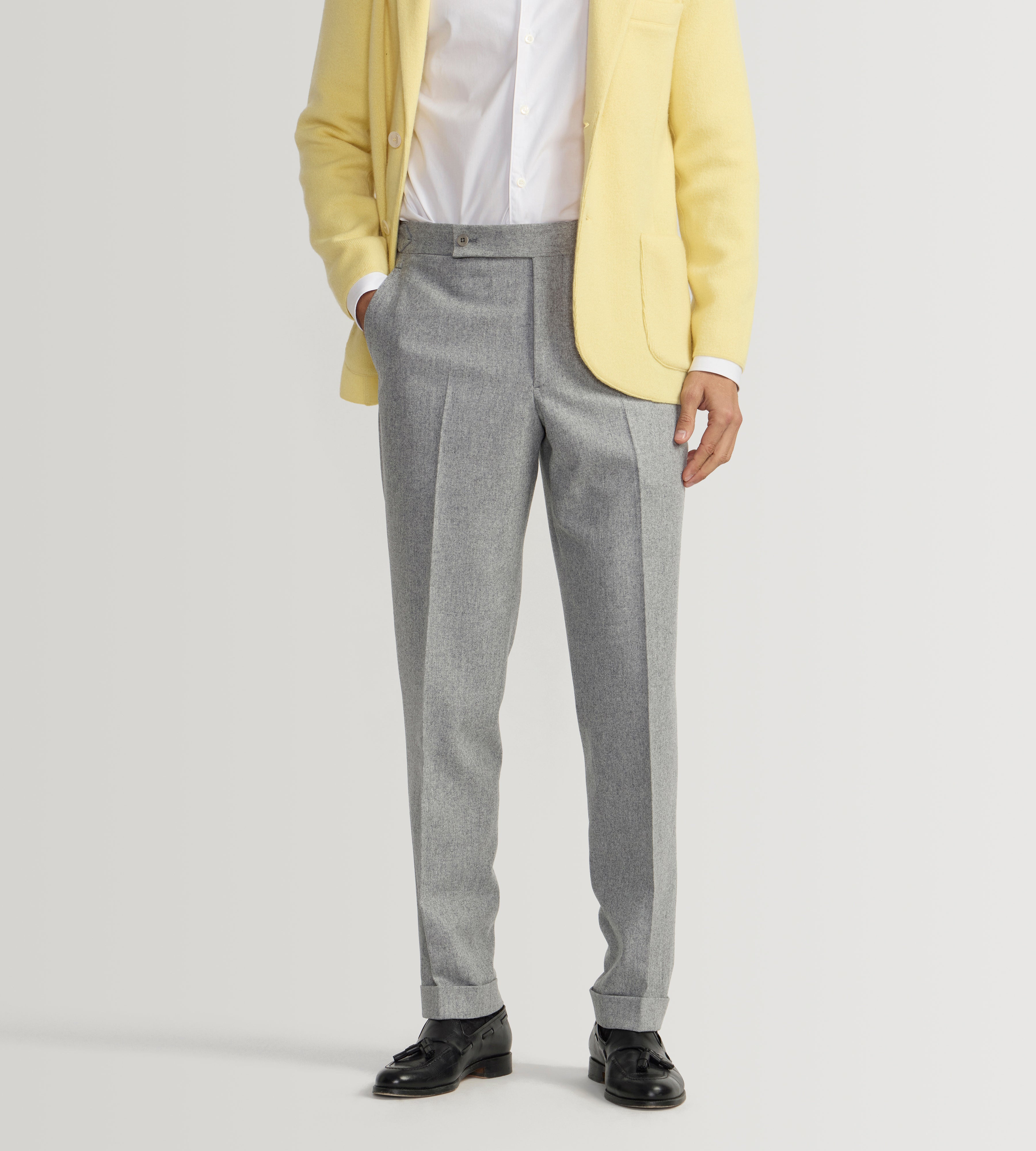 Pantalon en flanelle de laine gris clair