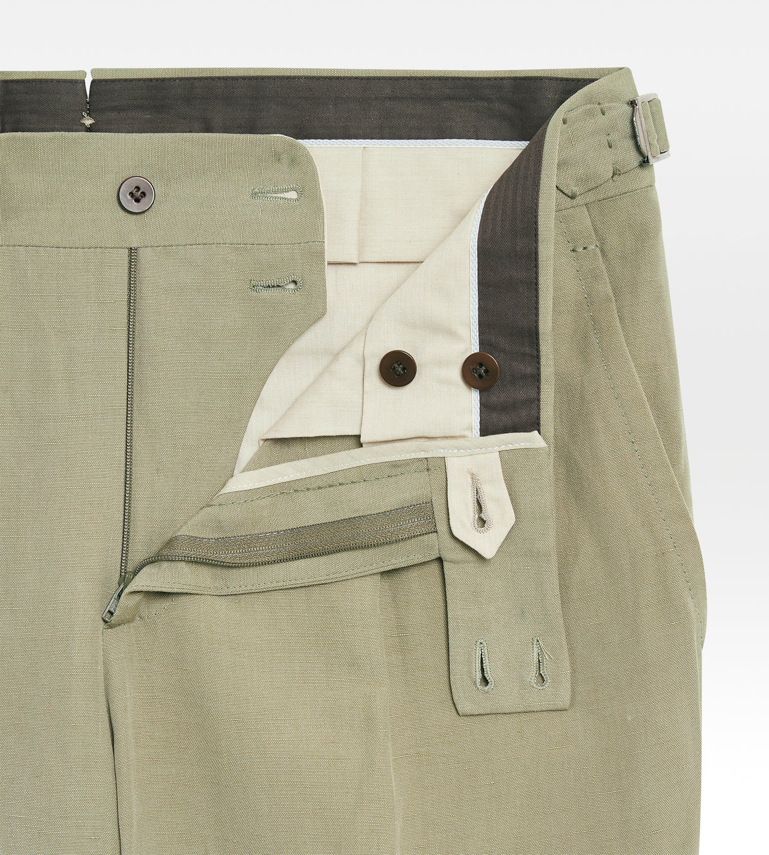 Pantalon en coton & lin olive