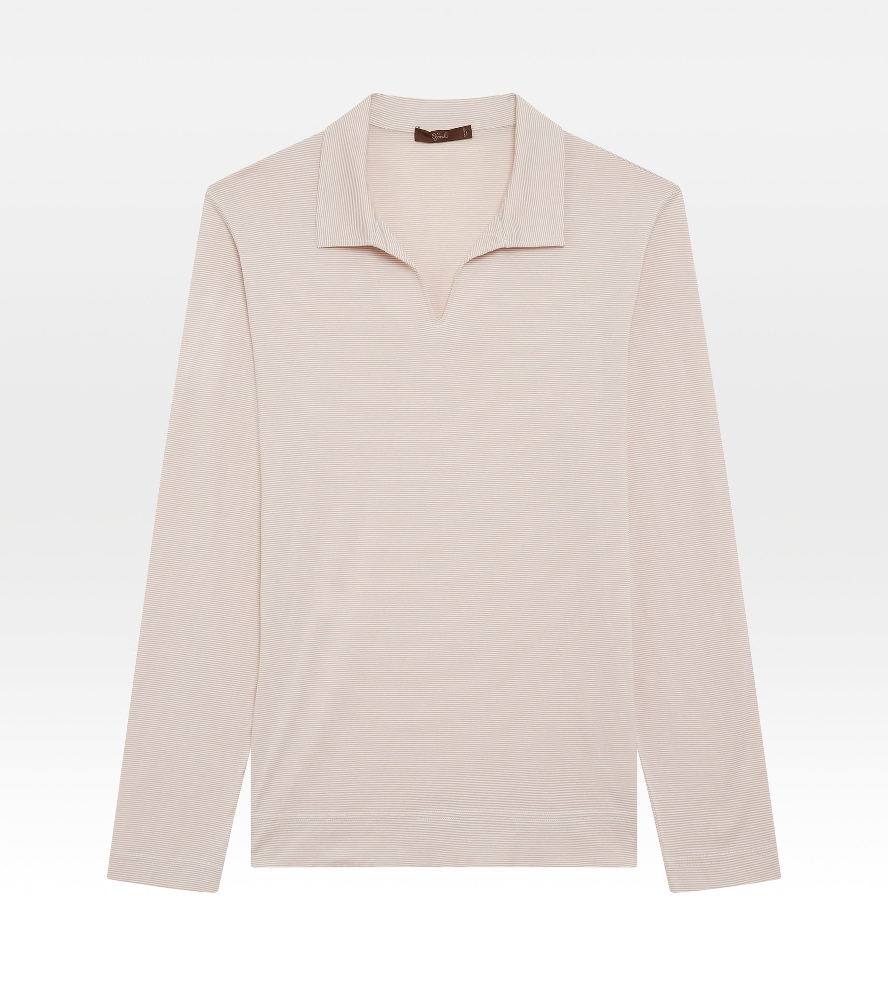 Polo en coton rayé beige