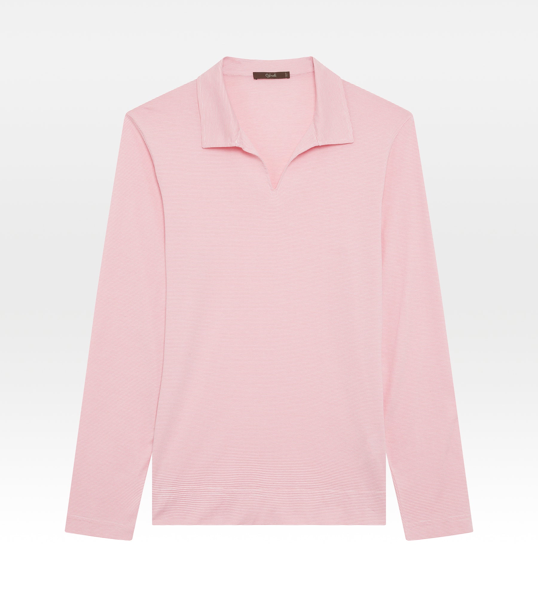 Polo en coton rayé rose