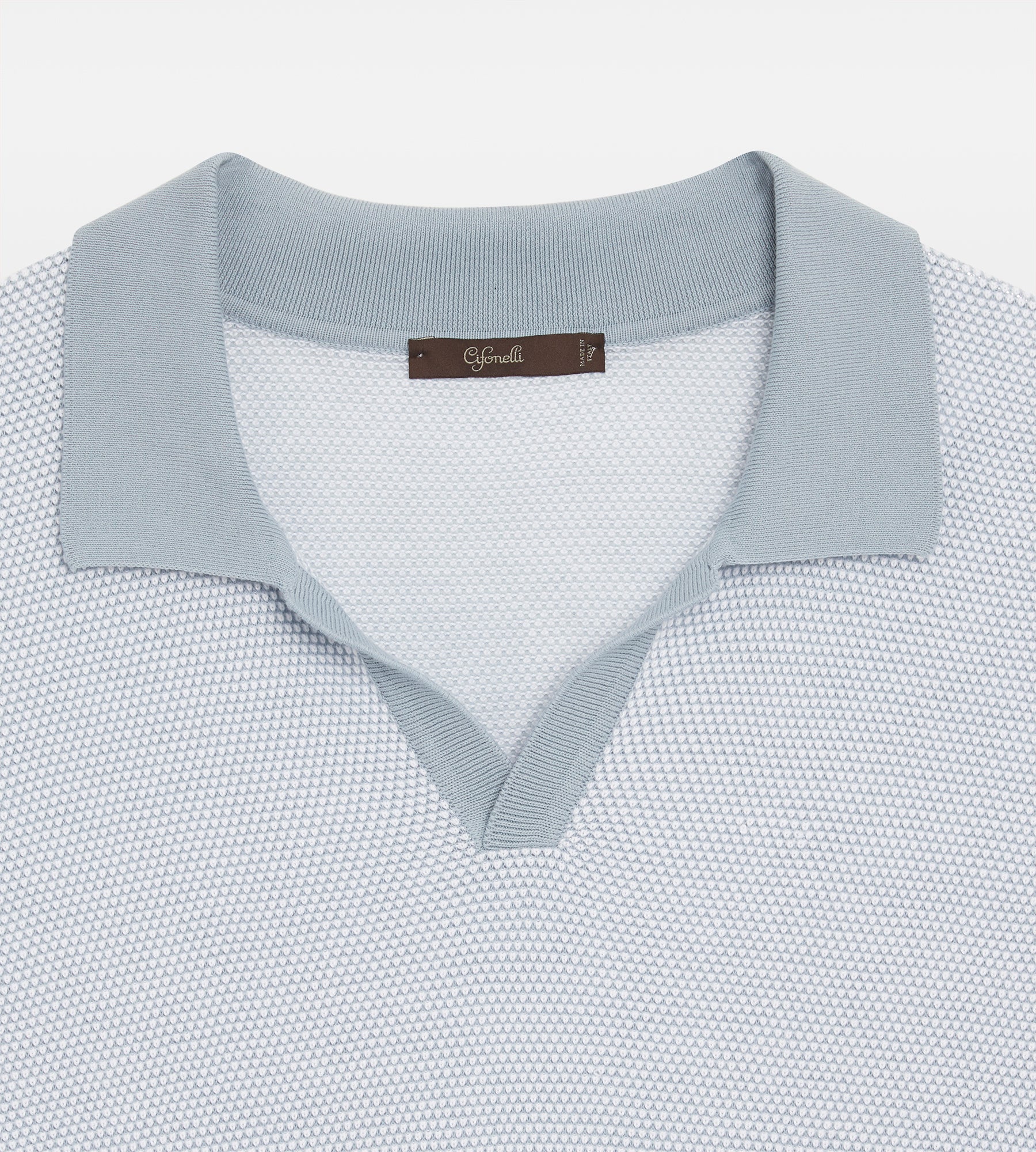 Light blue & white cotton polo shirt