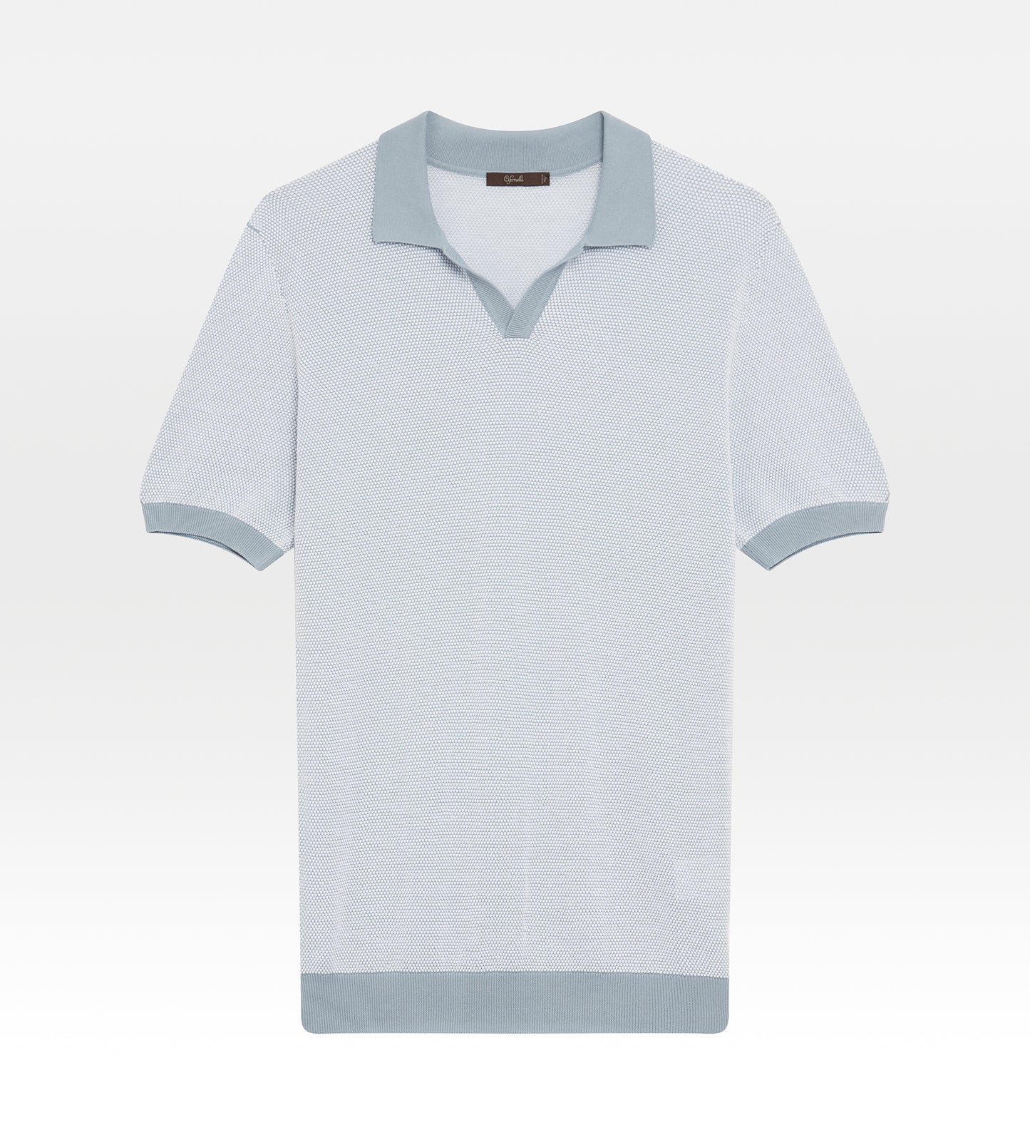 Polo en coton bleu ciel & blanc