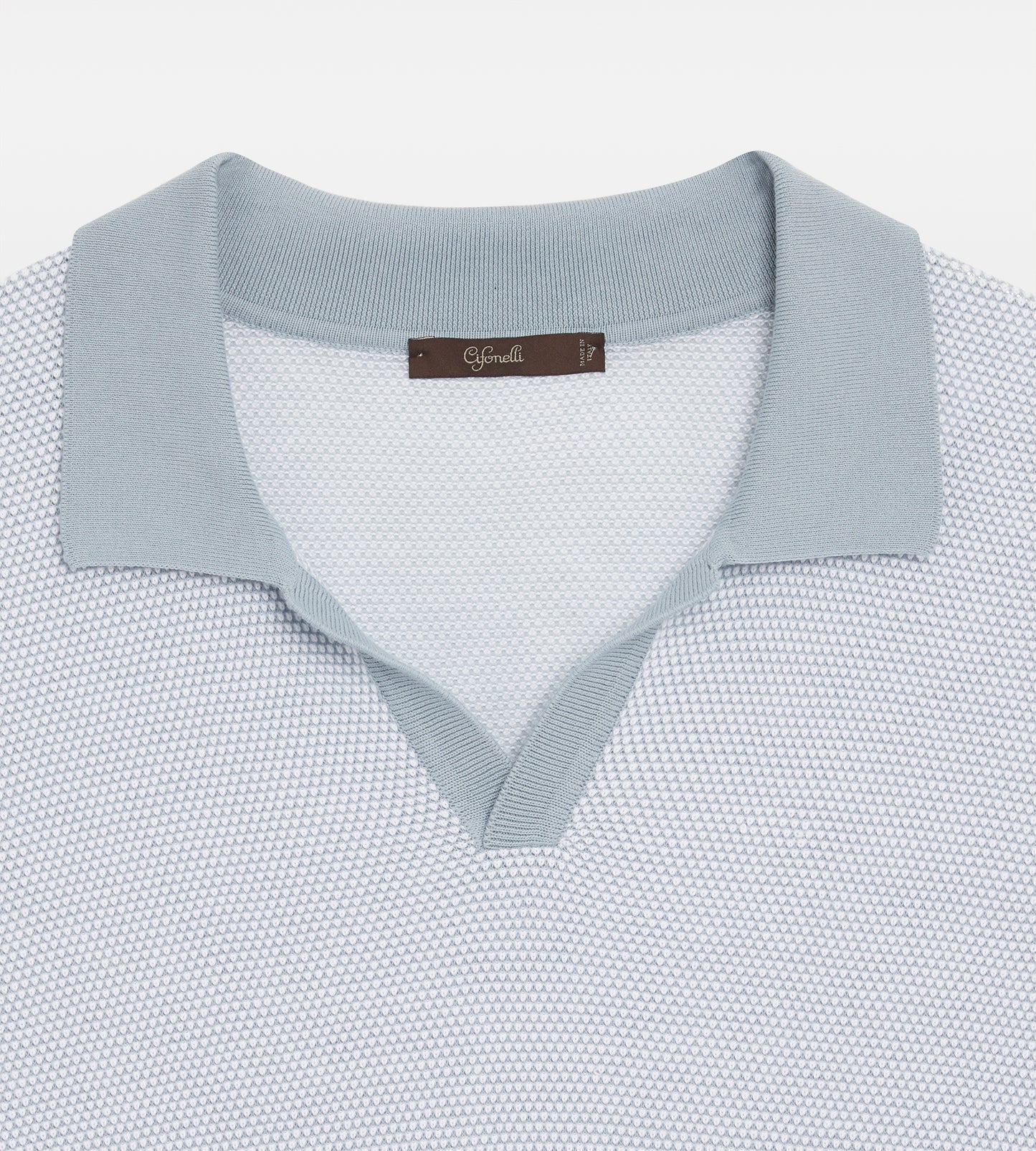 Polo en coton bleu ciel & blanc