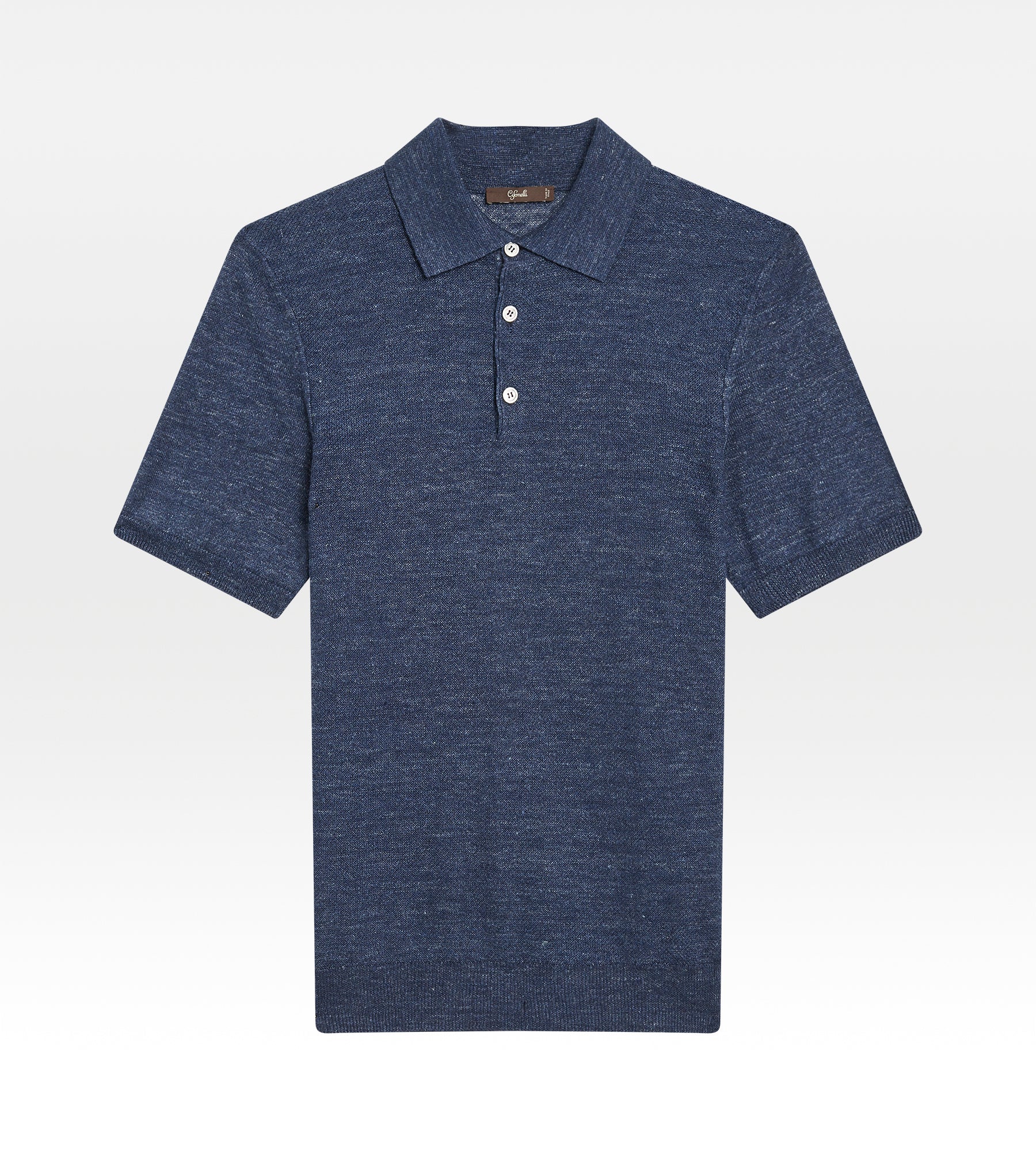 Polo en lin & soie bleu marine