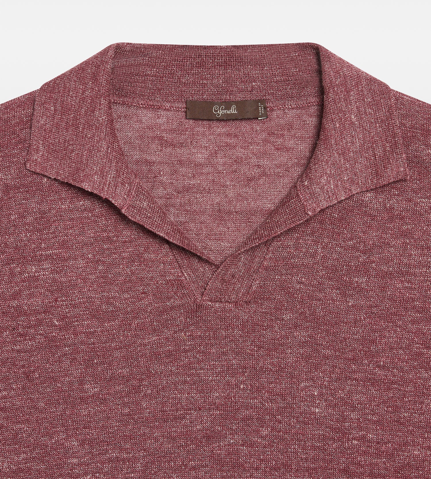 Polo en soie & lin framboise