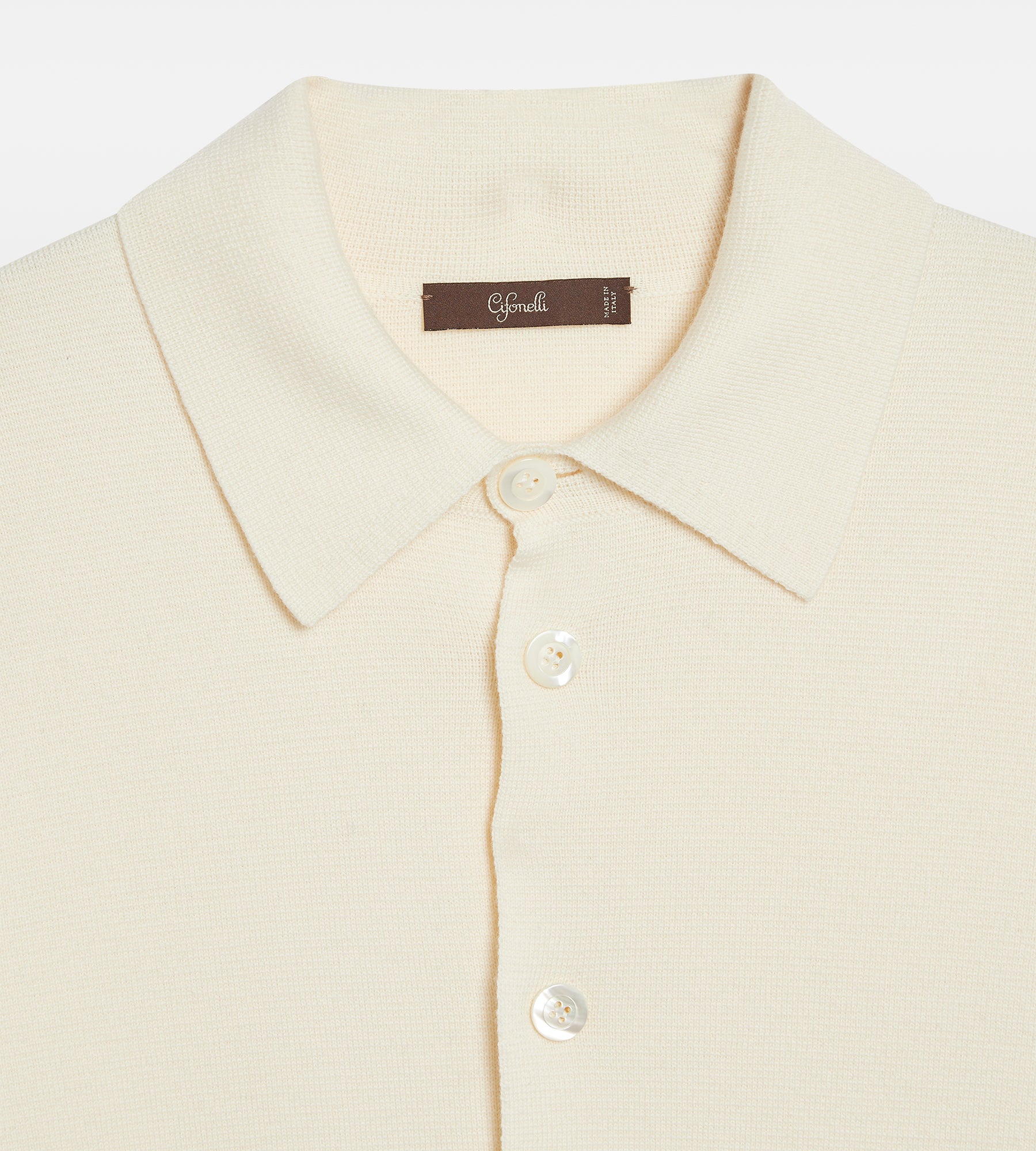 Polo chemise crème en laine