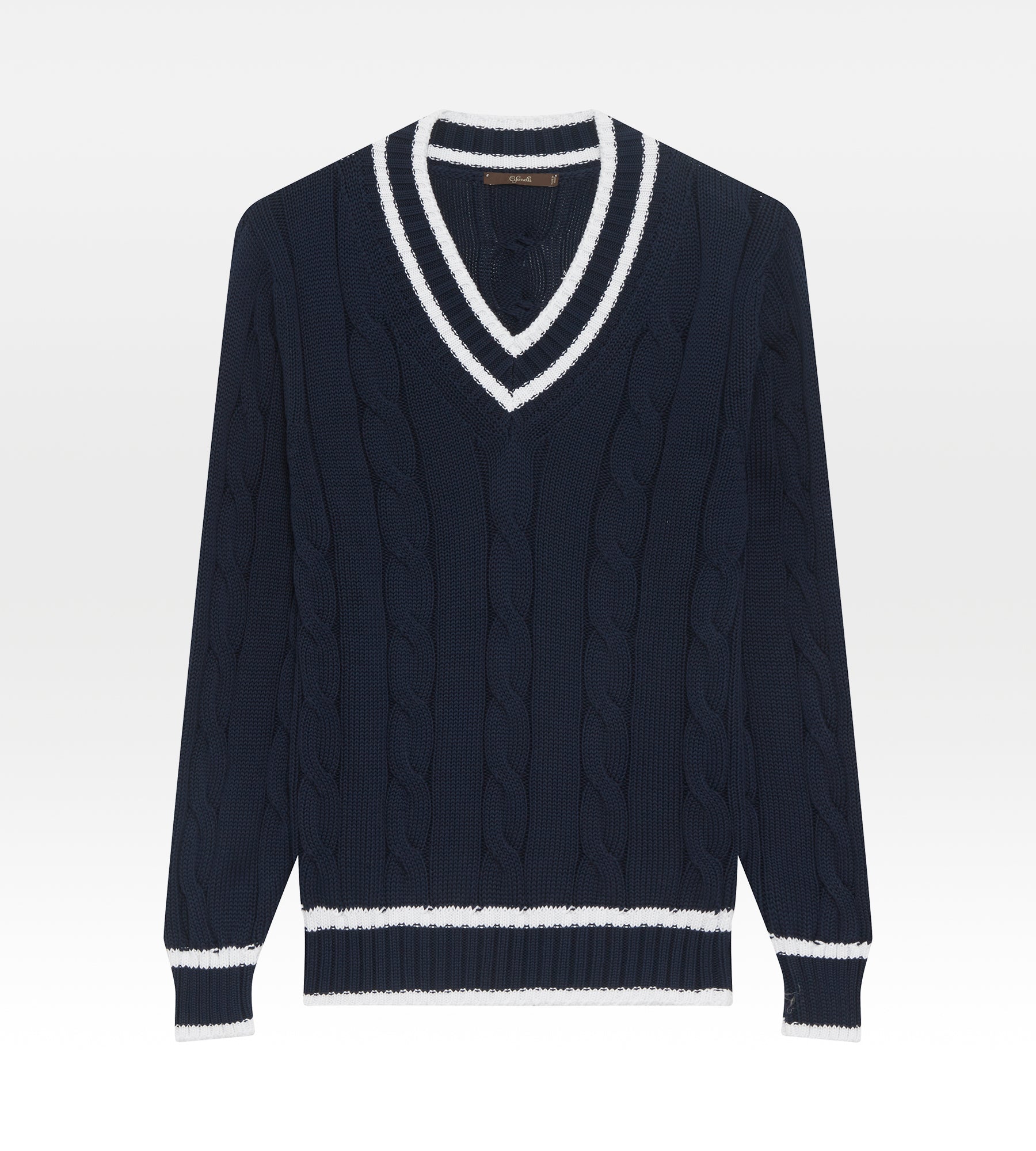 Pull col V en coton bleu marine