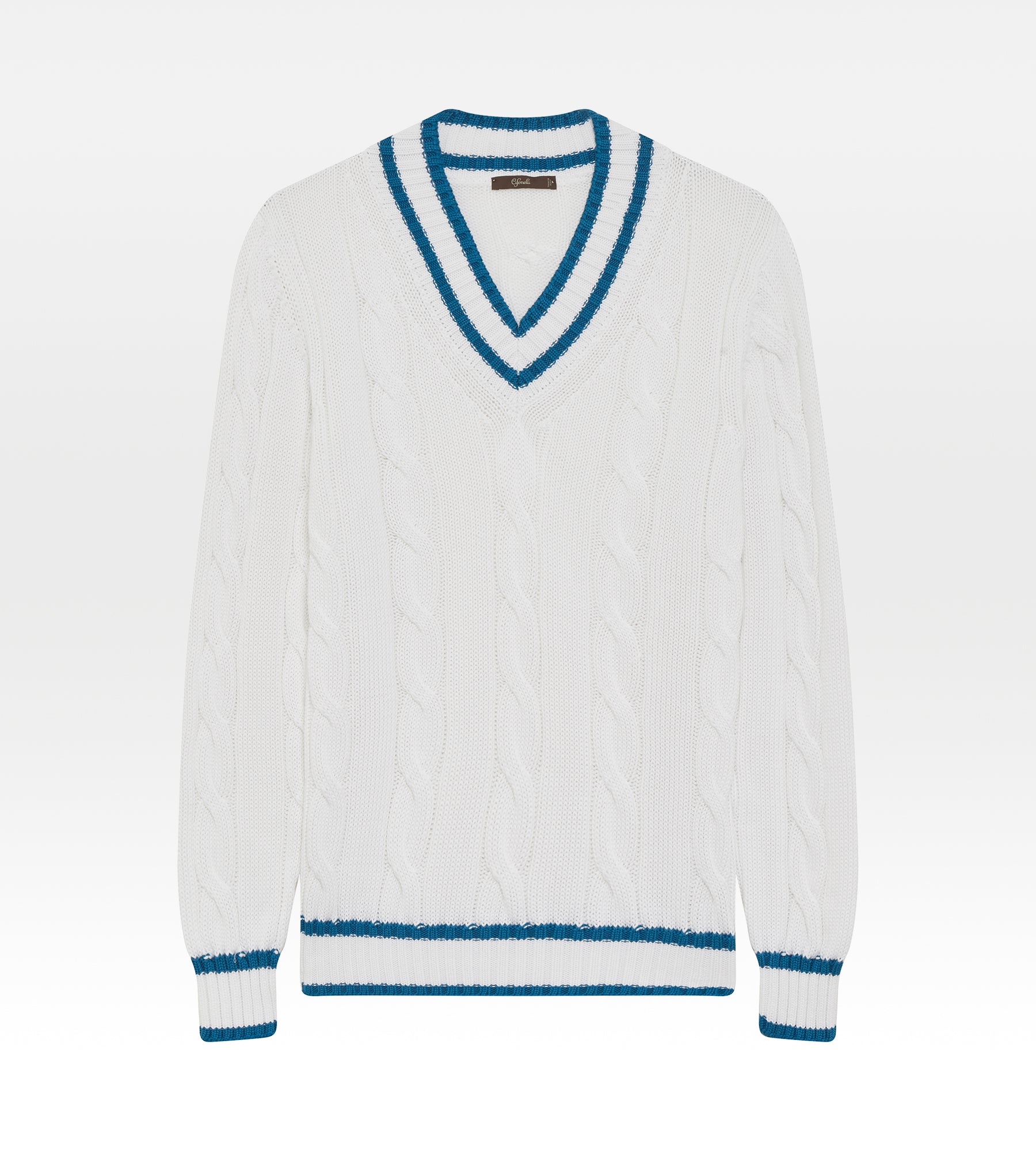 Pull col V en coton blanc