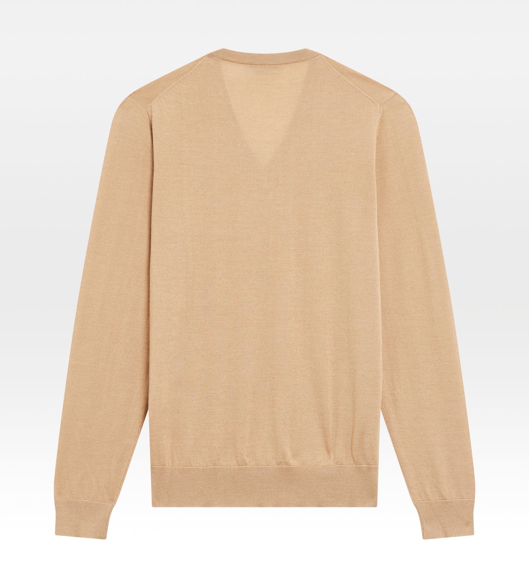 Pull col V en cachemire & soie camel