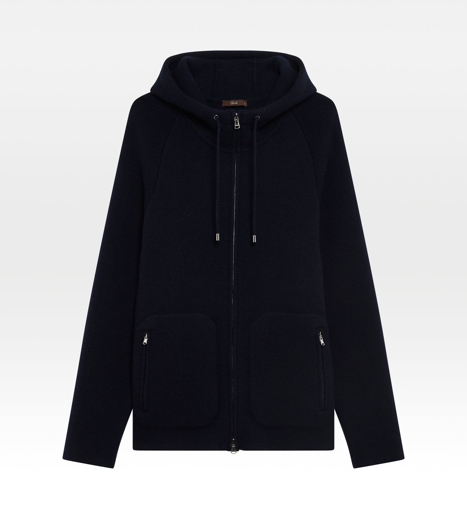 Pull à capuche bleu marine en cachemire