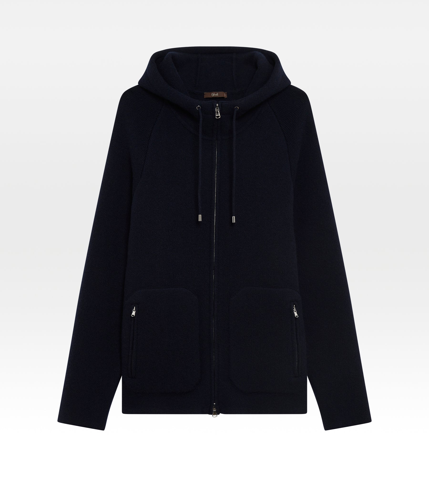 Pull à capuche bleu marine en cachemire