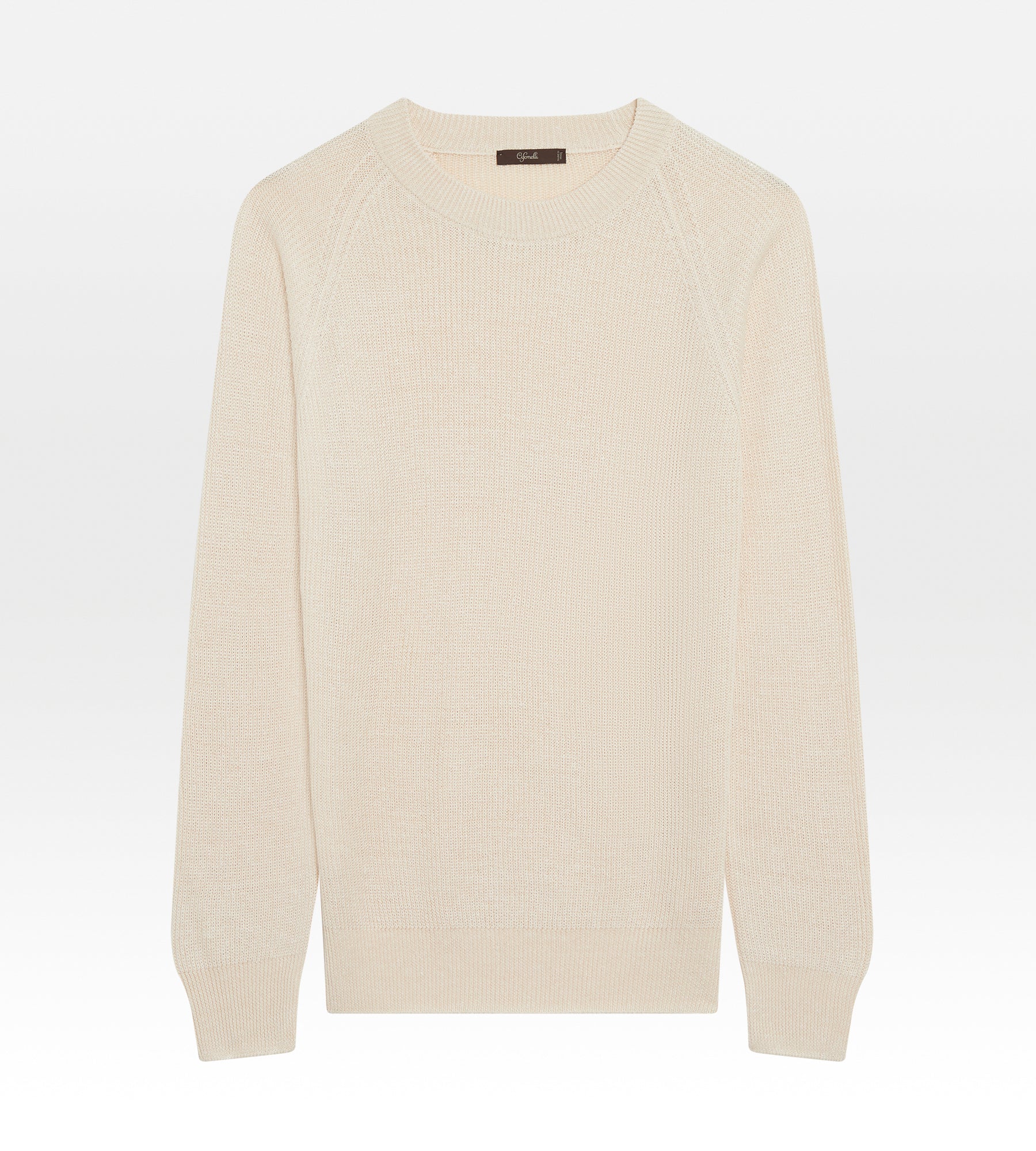 Pull col rond en lin &amp; coton beige