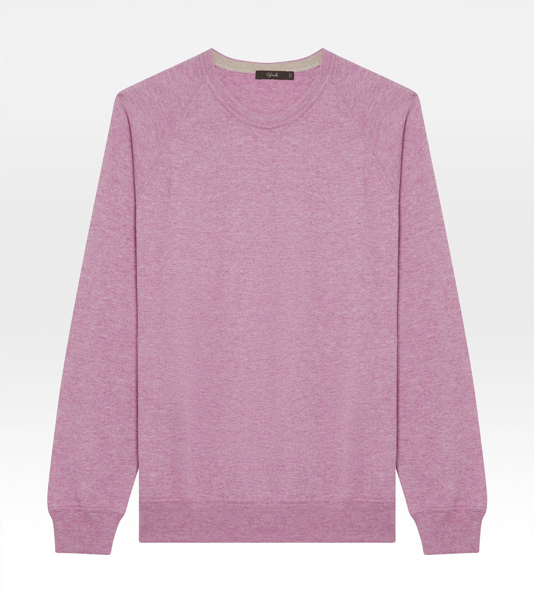 Pull col rond en coton rose