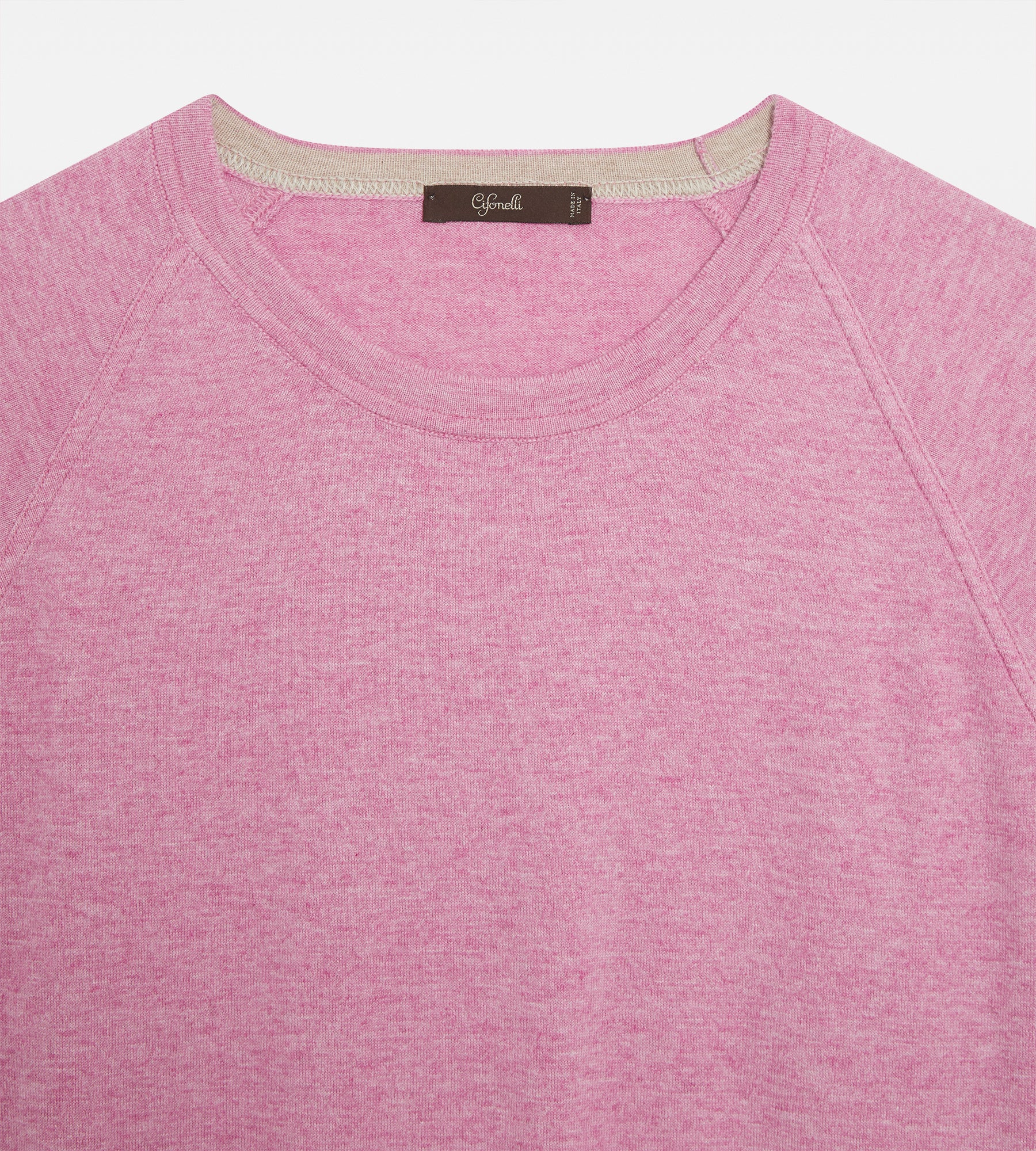 Pull col rond en coton rose