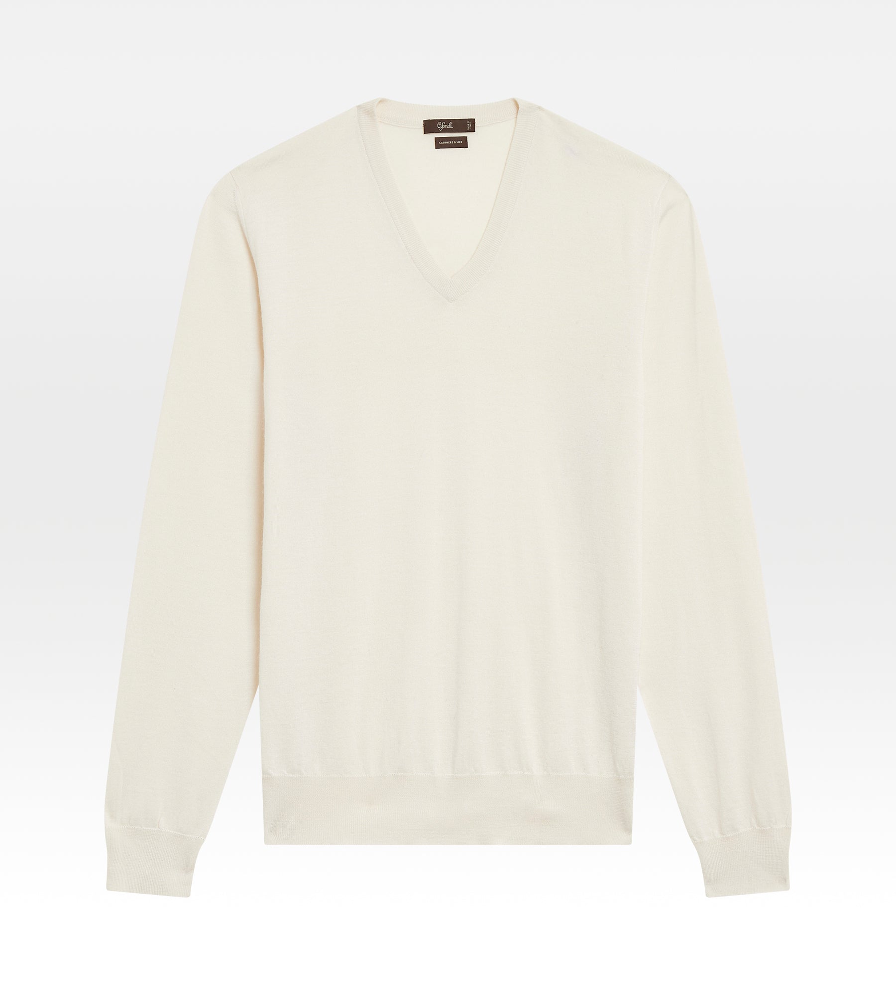 Pull col v en cachemire & soie crème