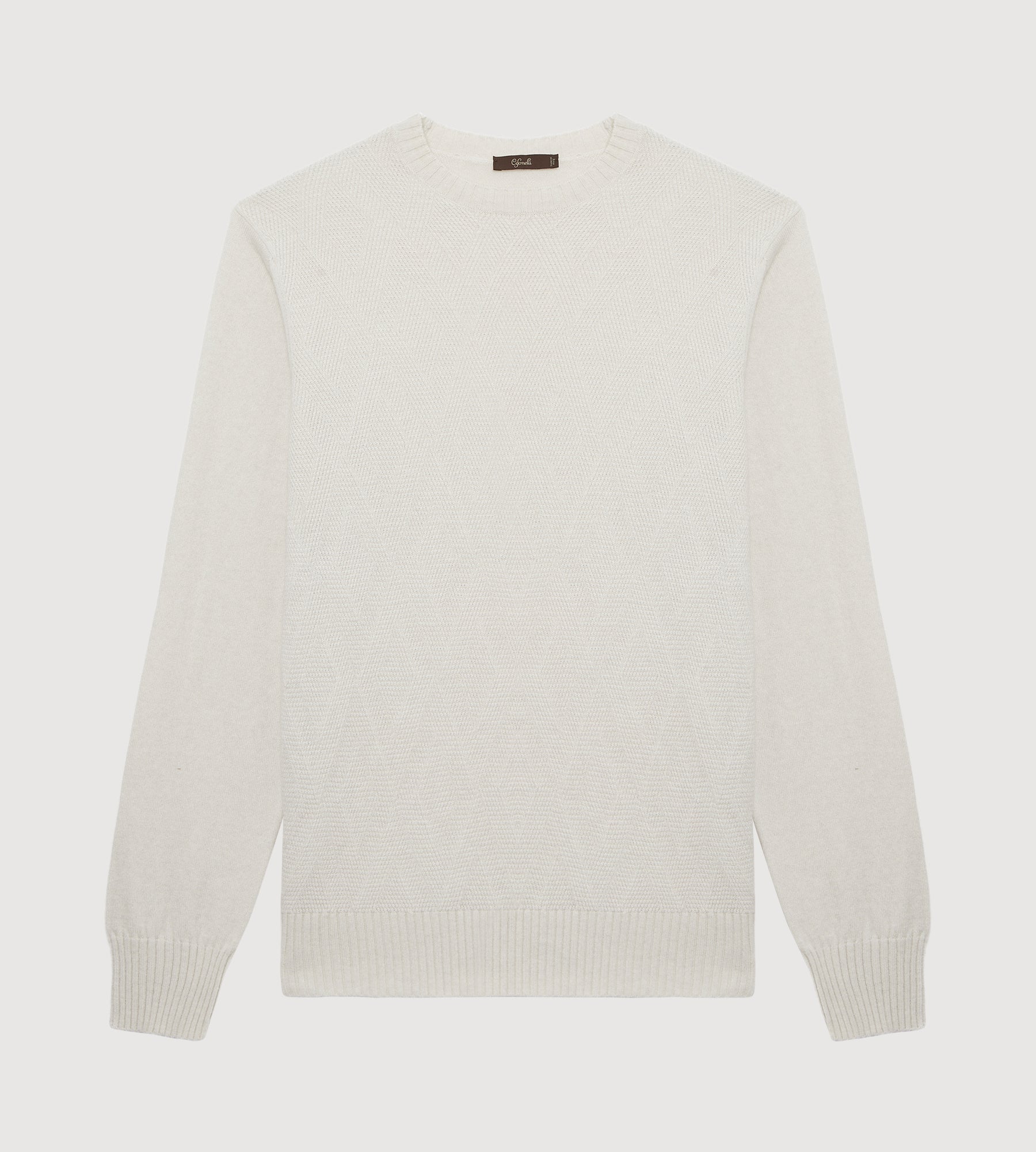 Pull crème à col rond en cachemire