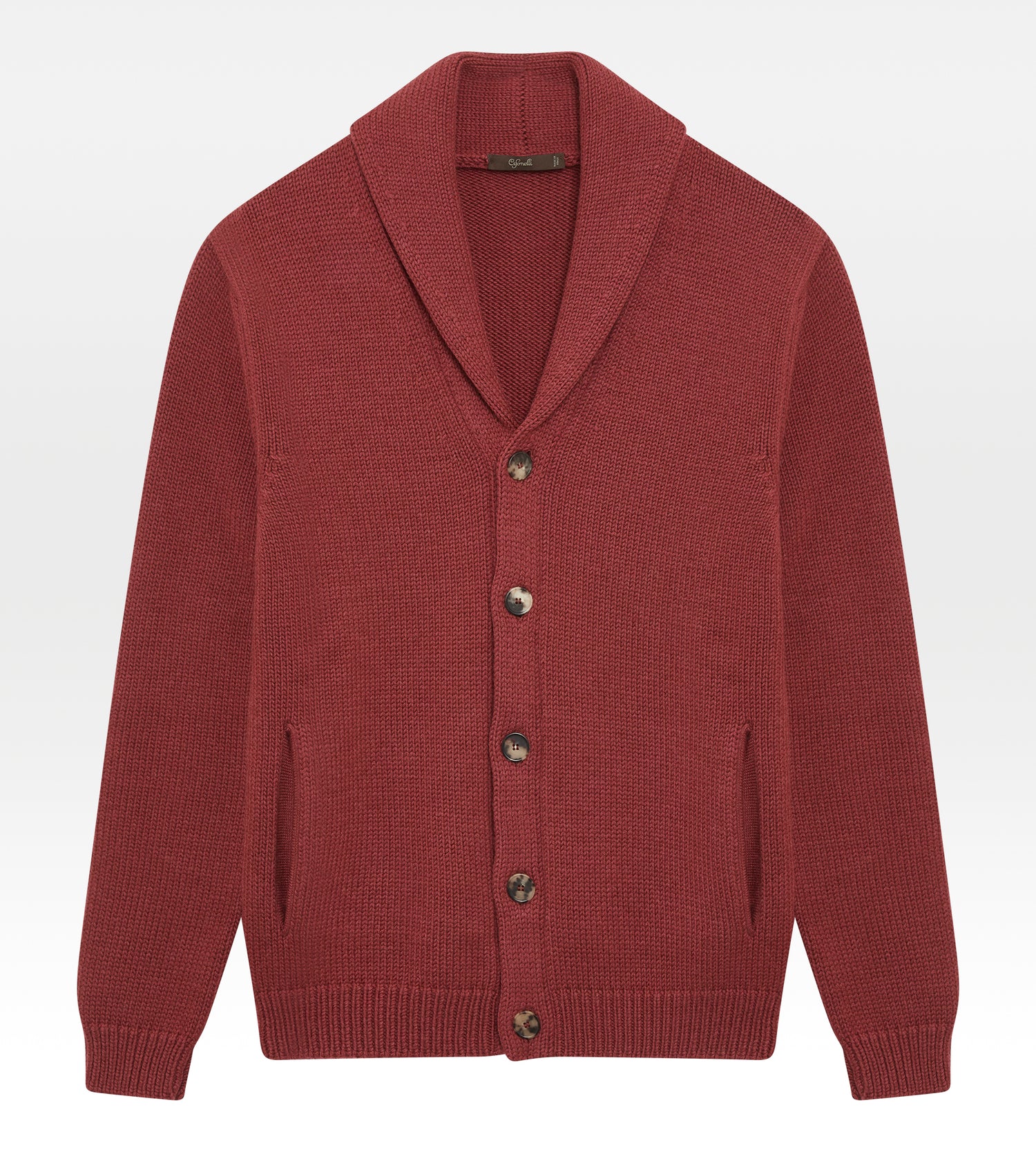 Pull col châle en laine framboise