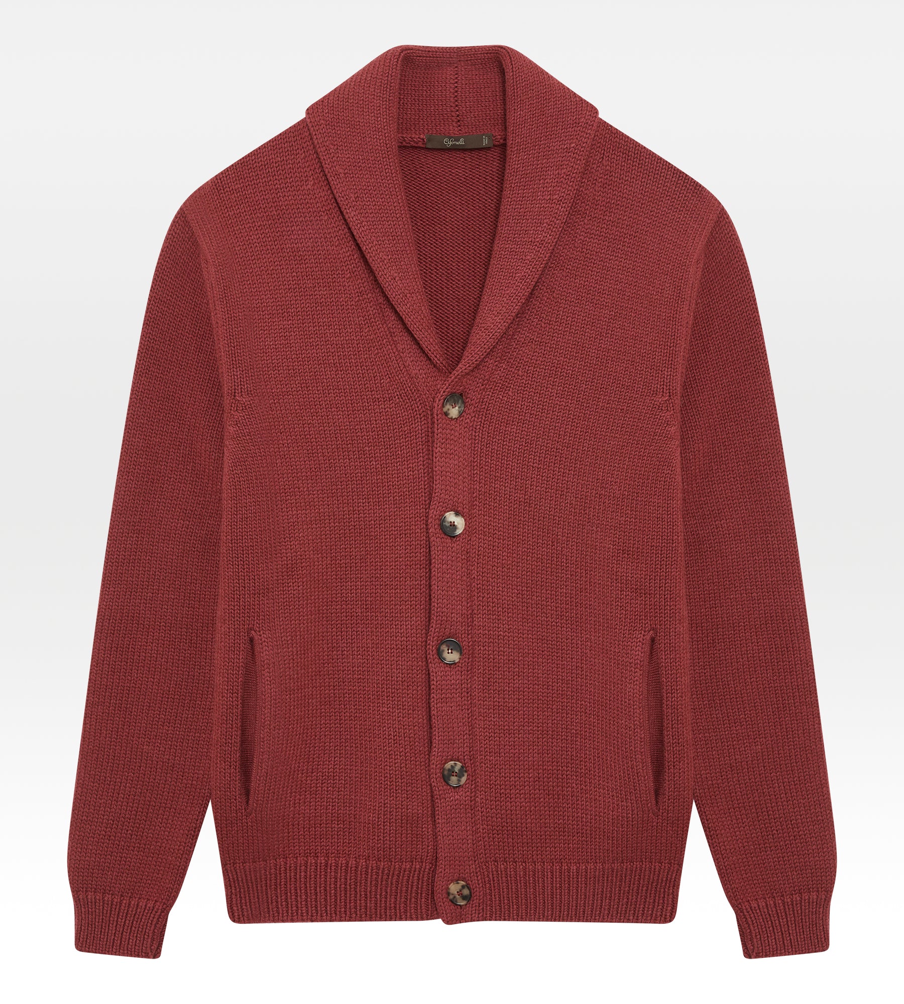 Pull col châle en laine framboise